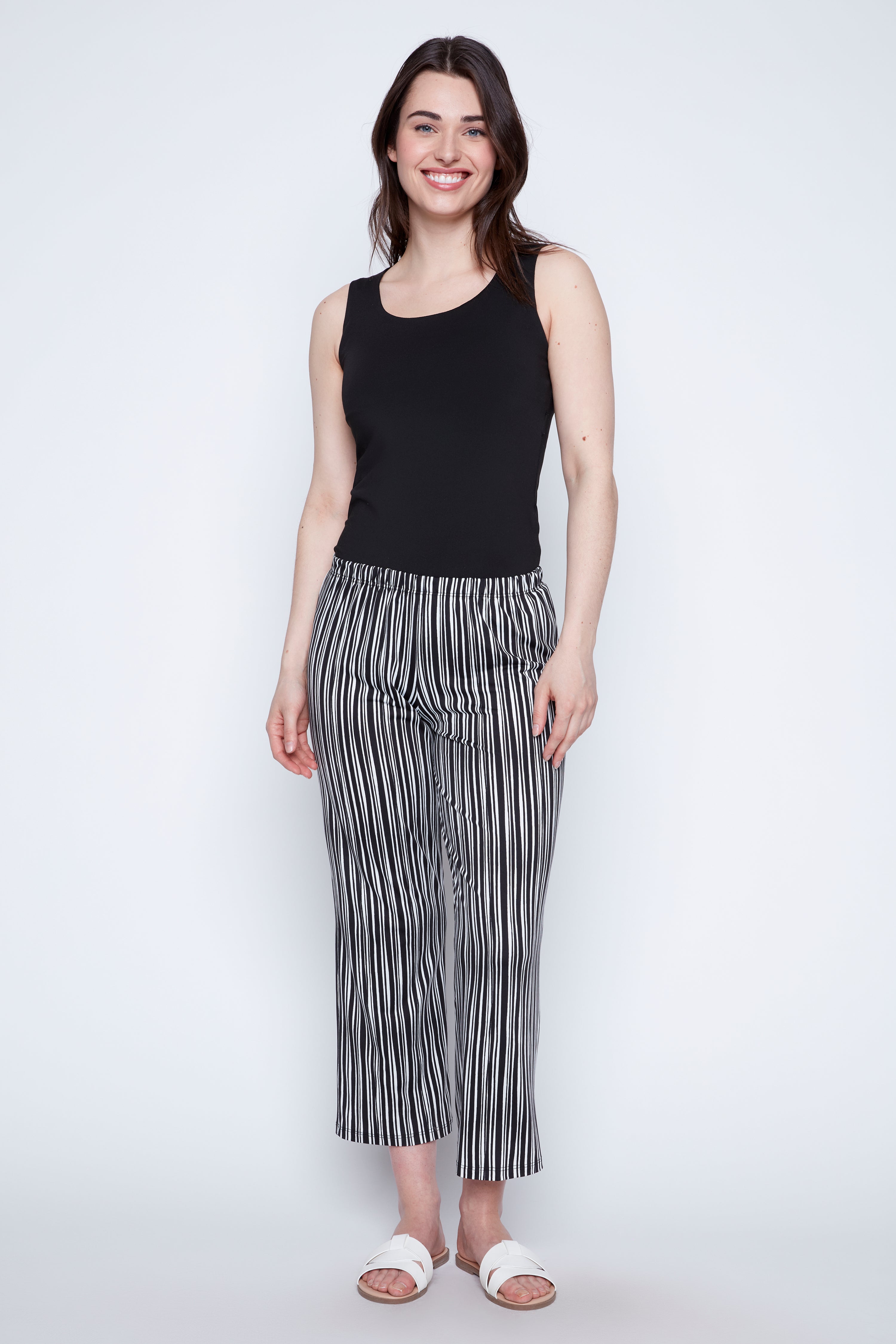 Black white stripe pant