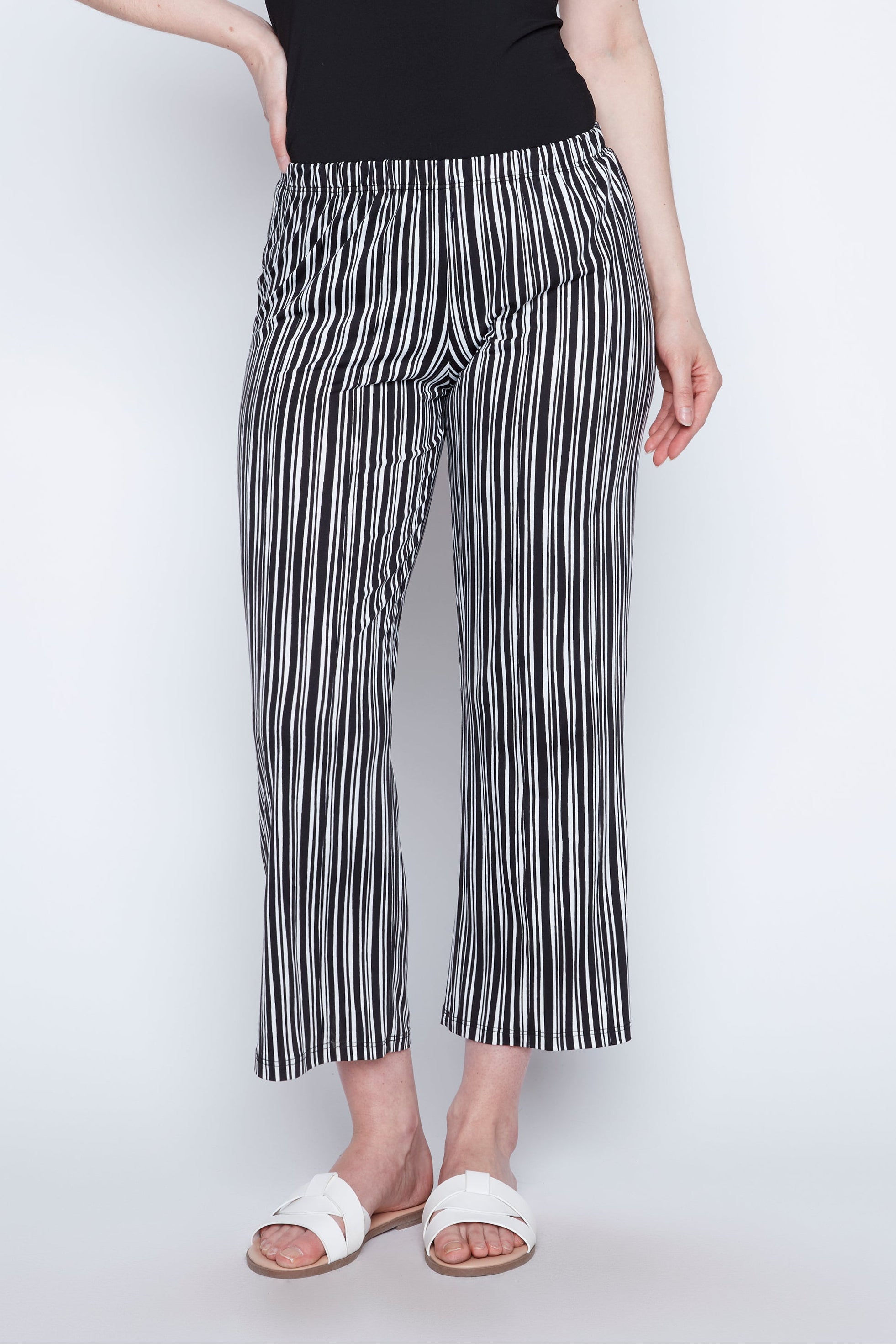 Black white stripe pant