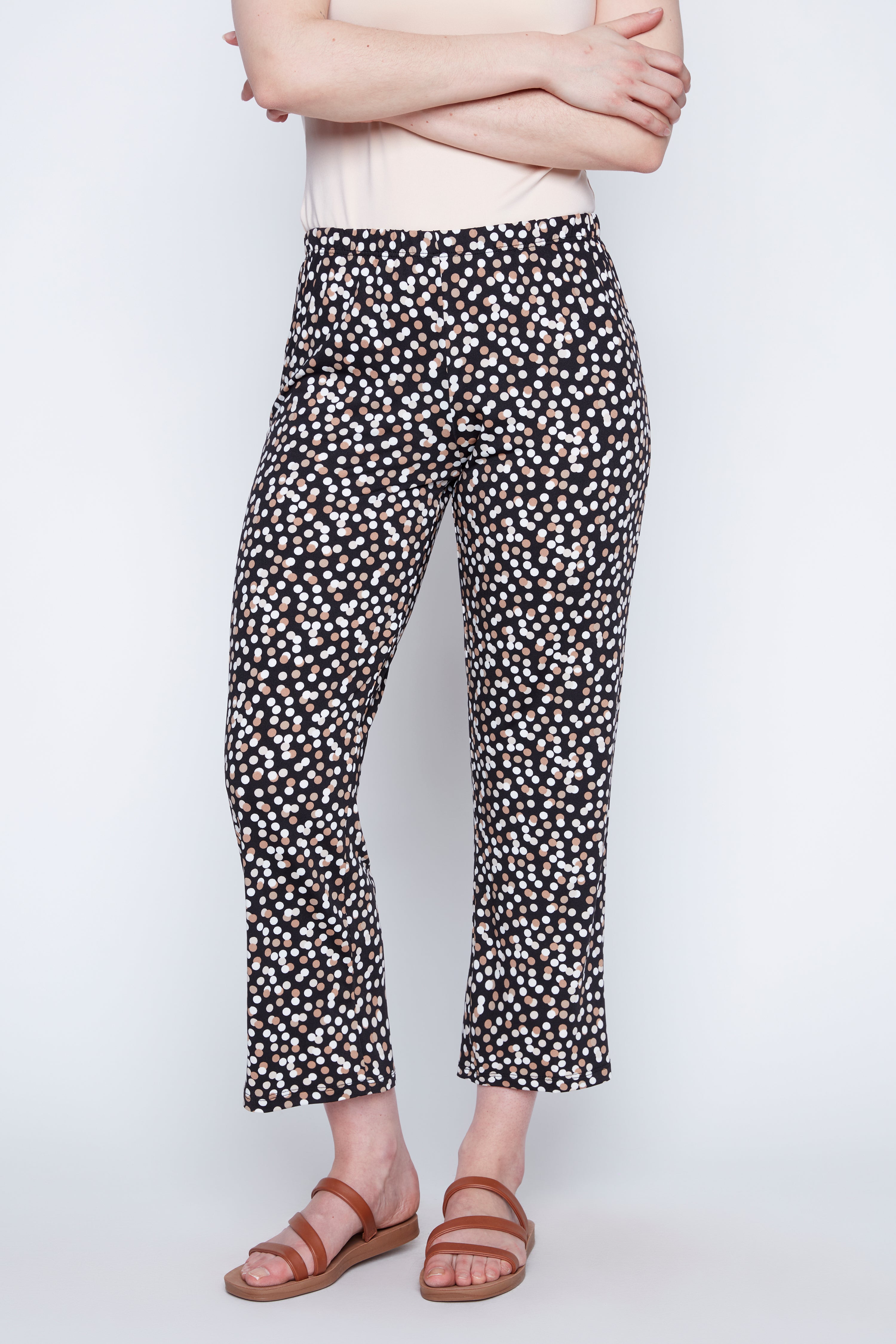 Black beige two tone dot pant