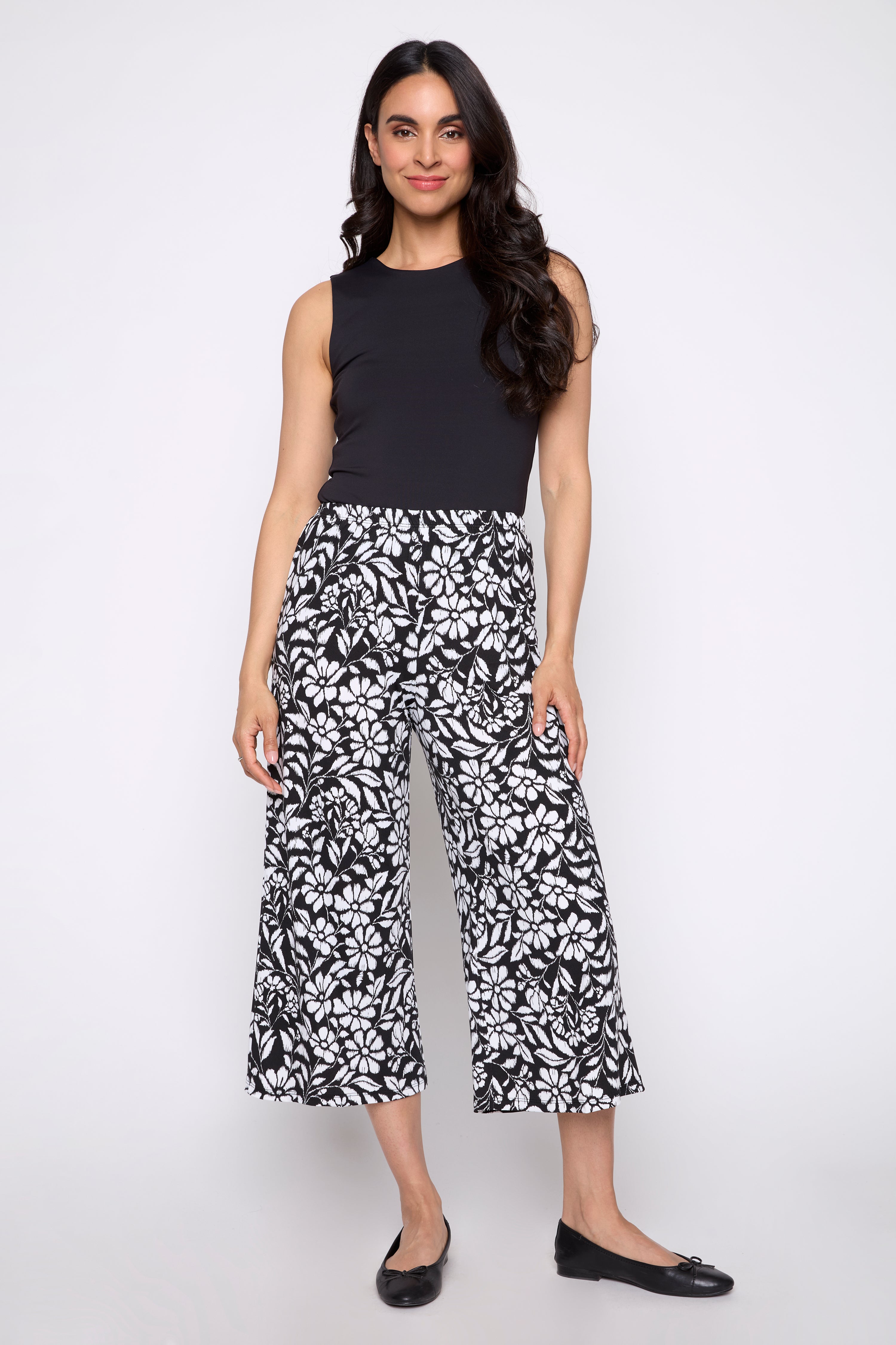 Tropical print gaucho pant