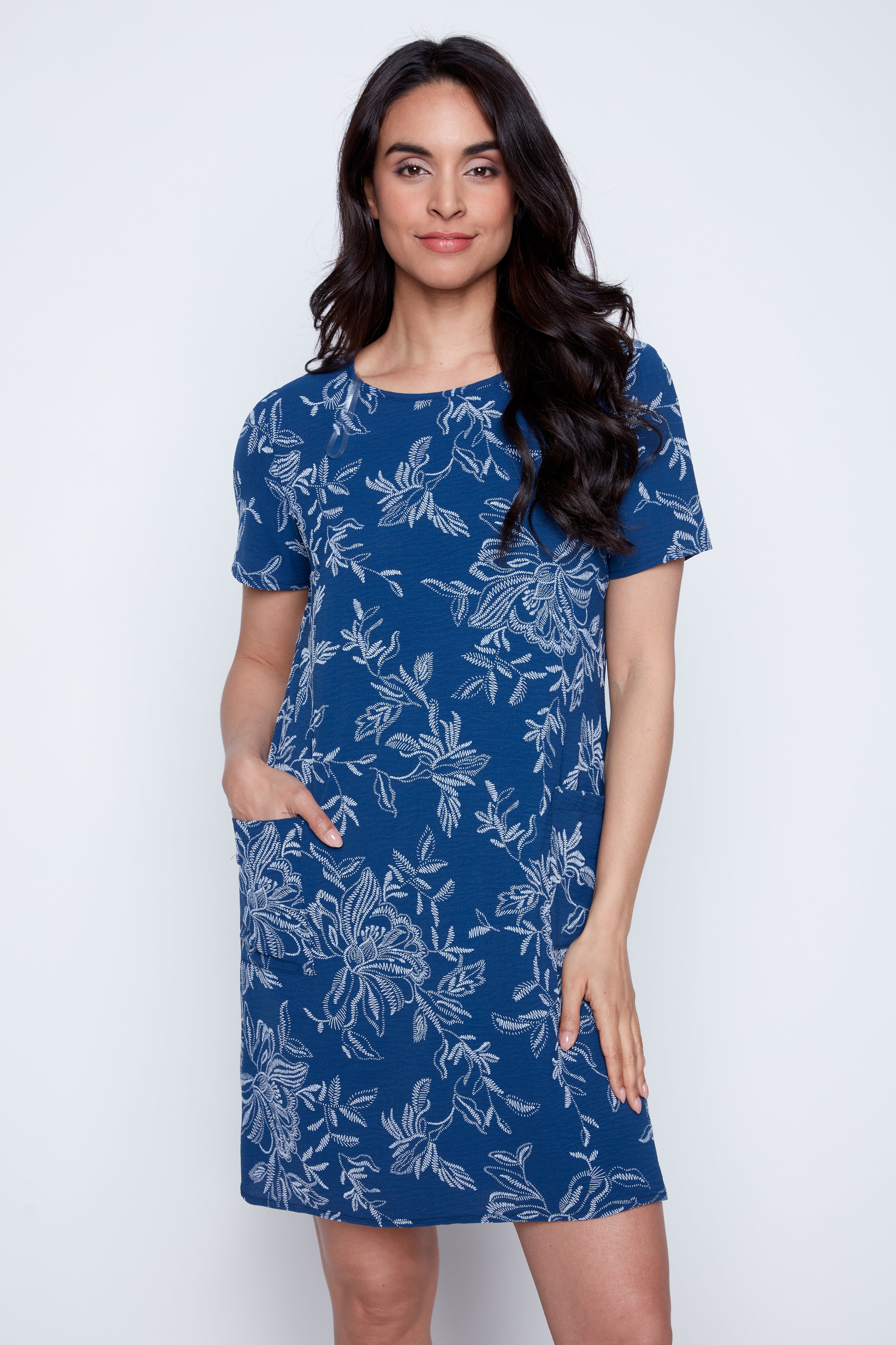 Floral puff print dress with pockets