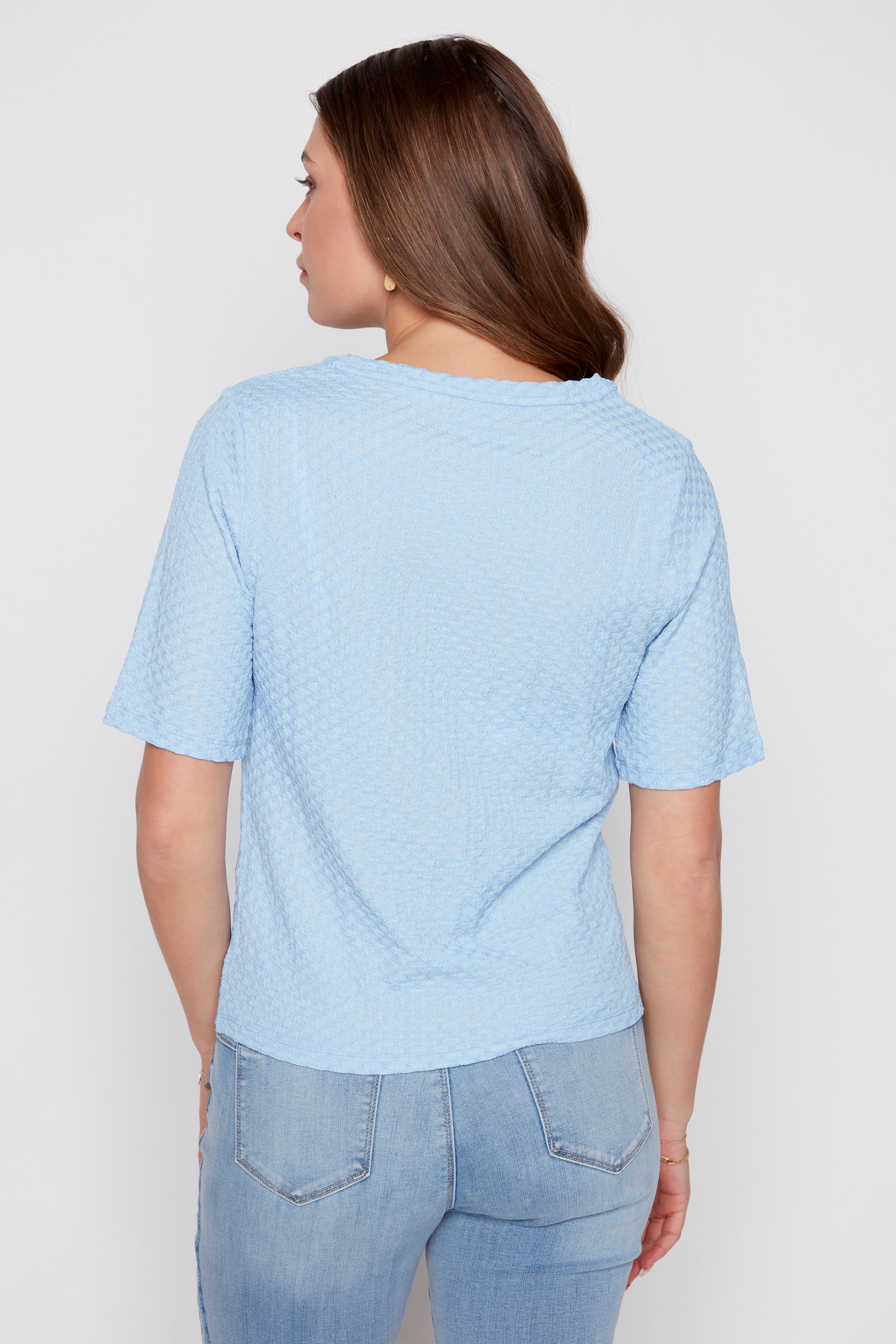 Knot front textured top