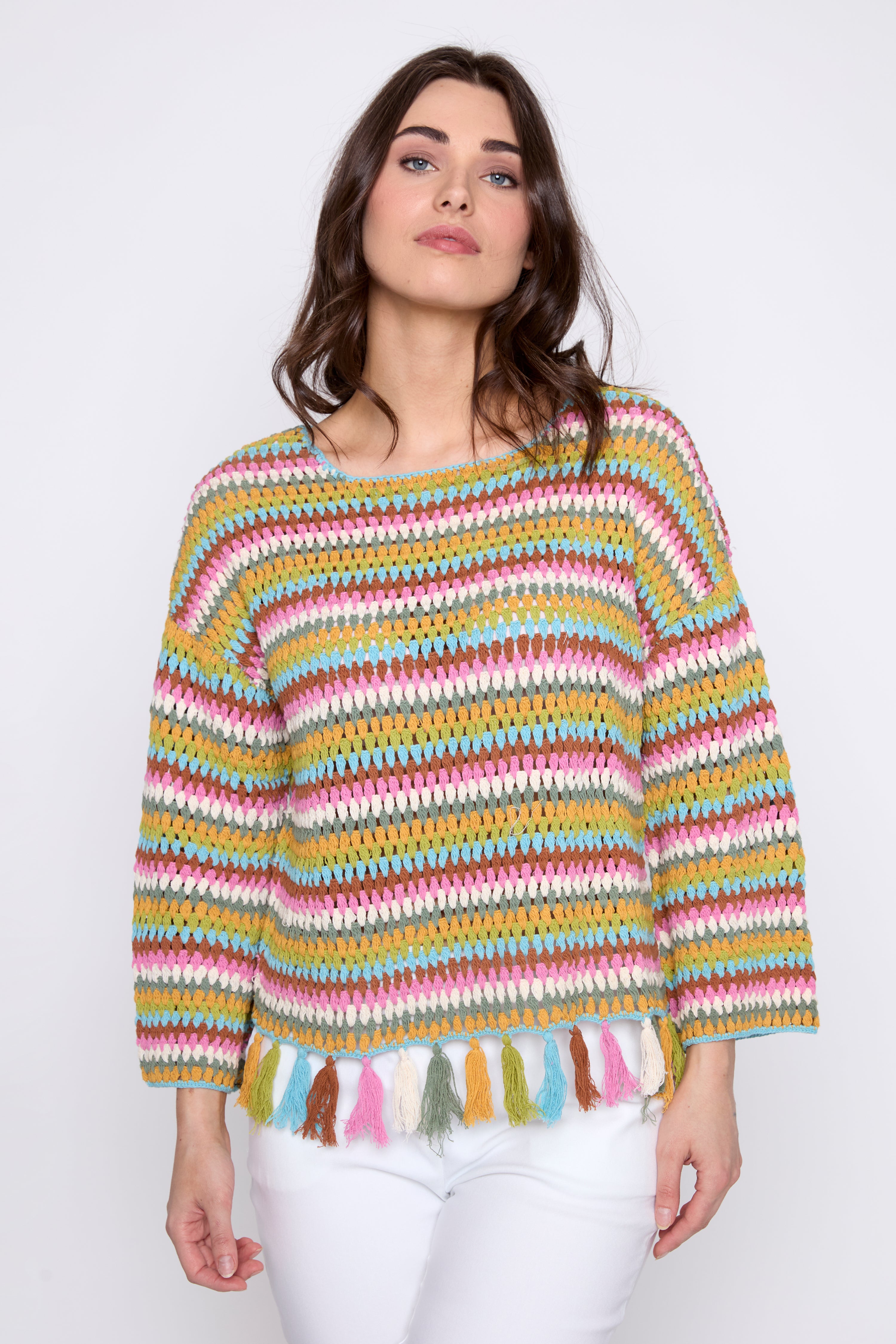 Bell sleeve cotton sweater