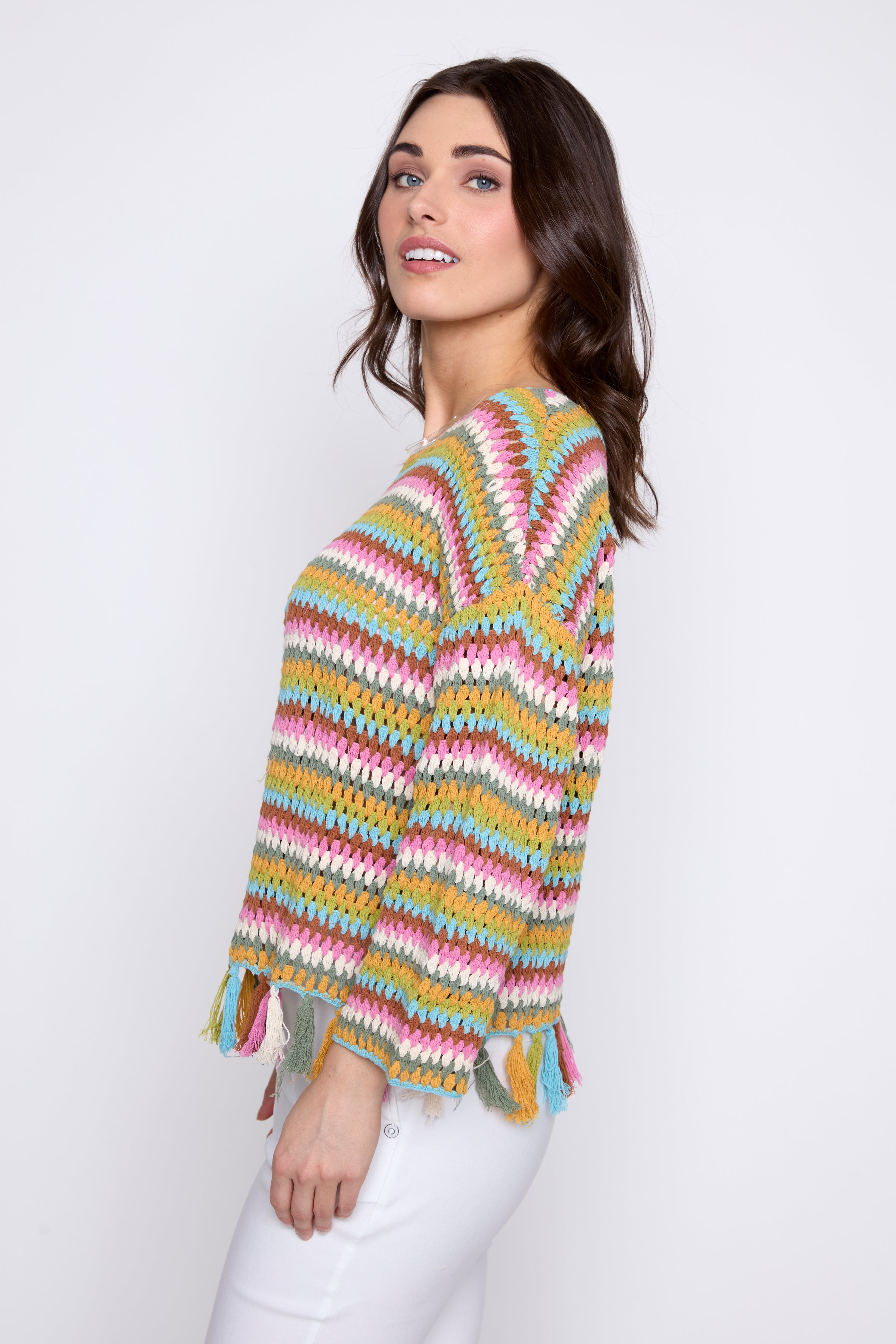 Bell sleeve cotton sweater