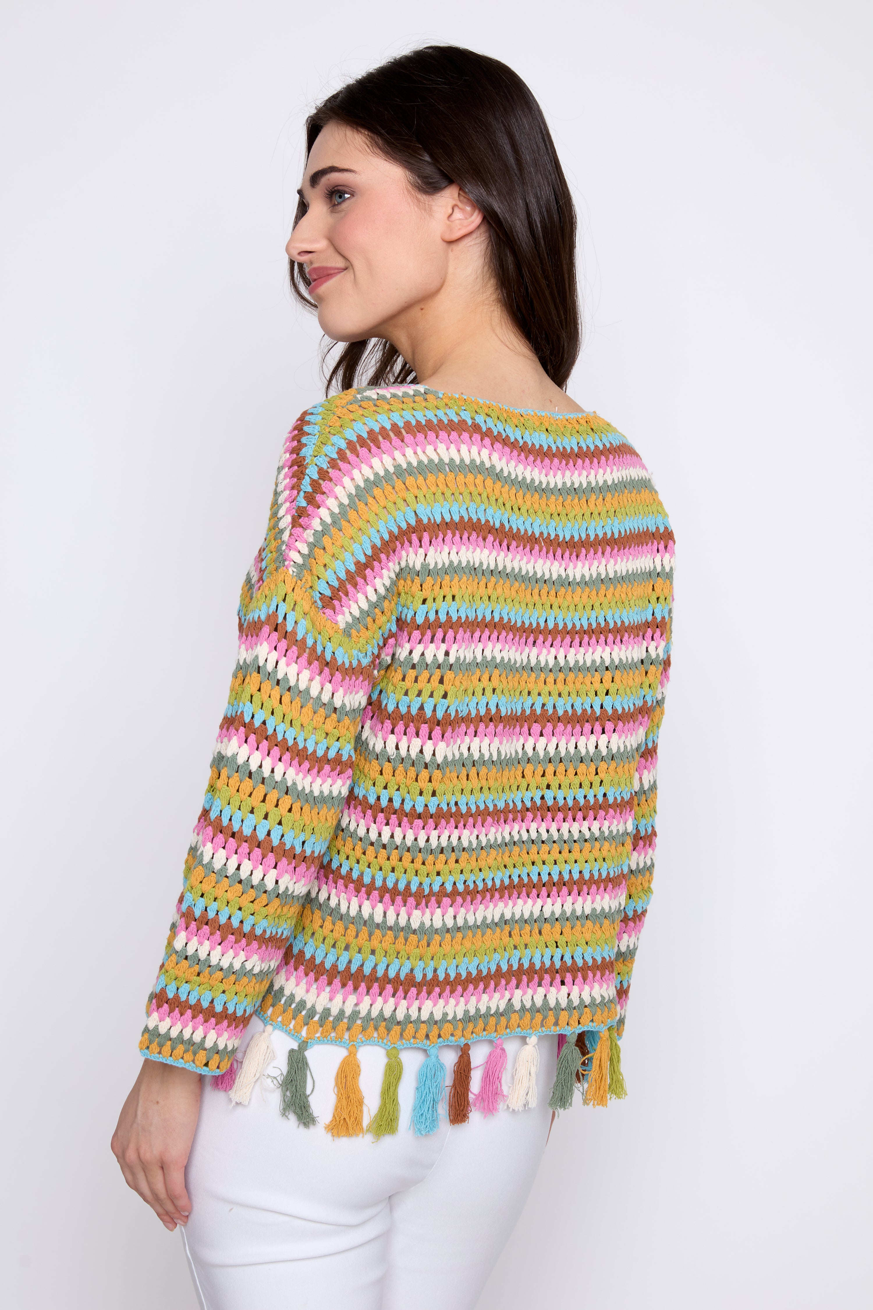 Bell sleeve cotton sweater