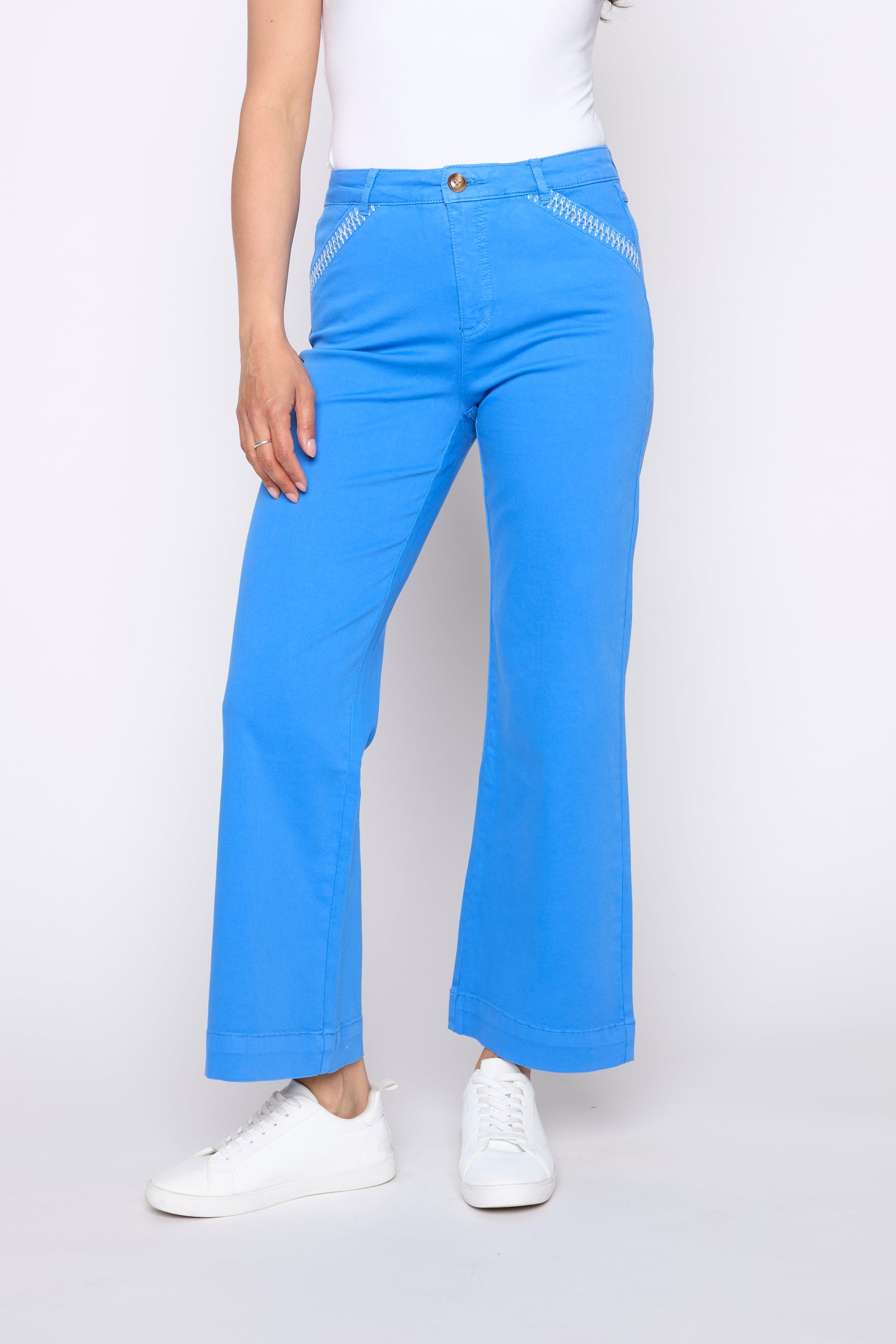 Stitch pocket detail flare ankle jean