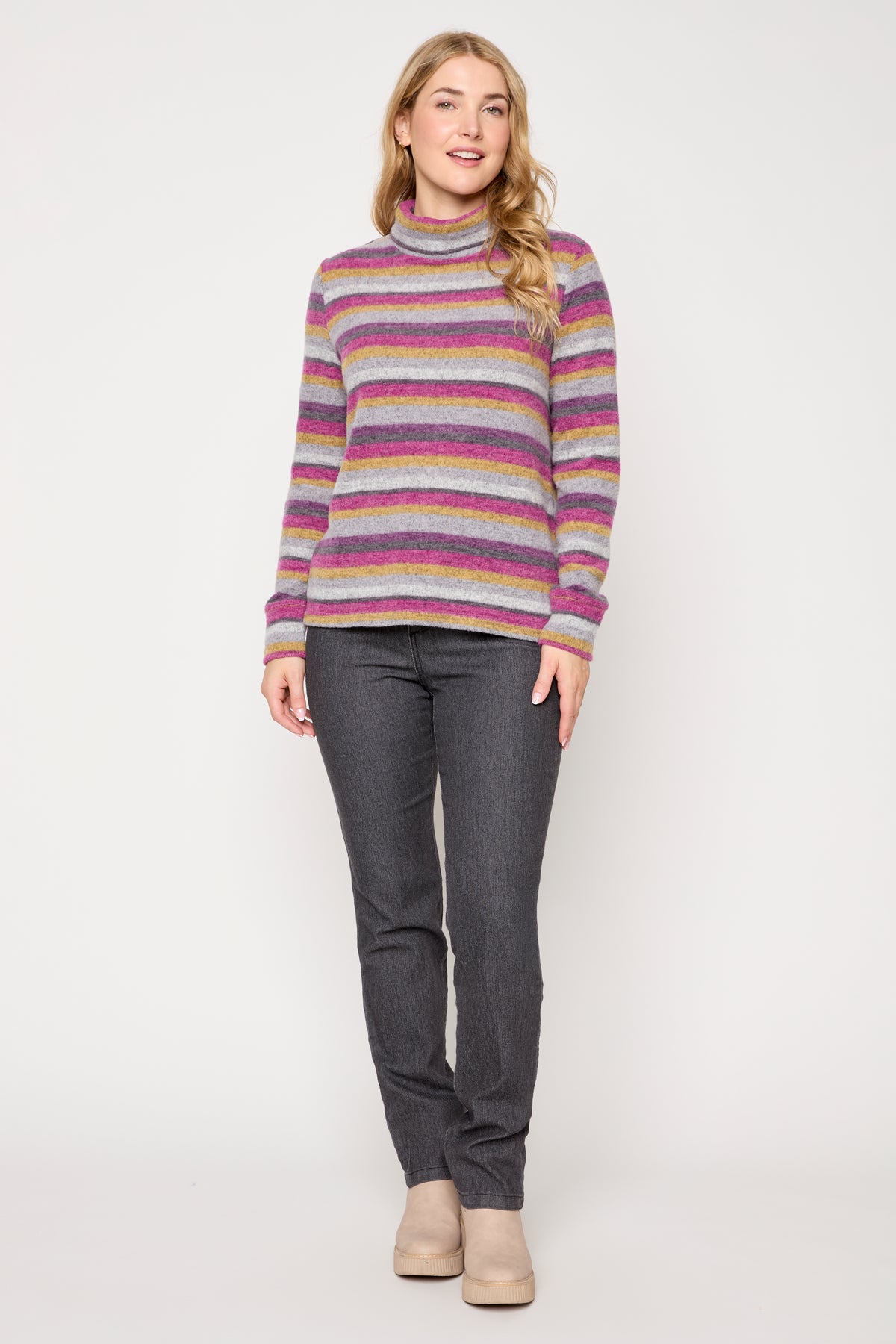 Stripe Funnel Neck Sweater