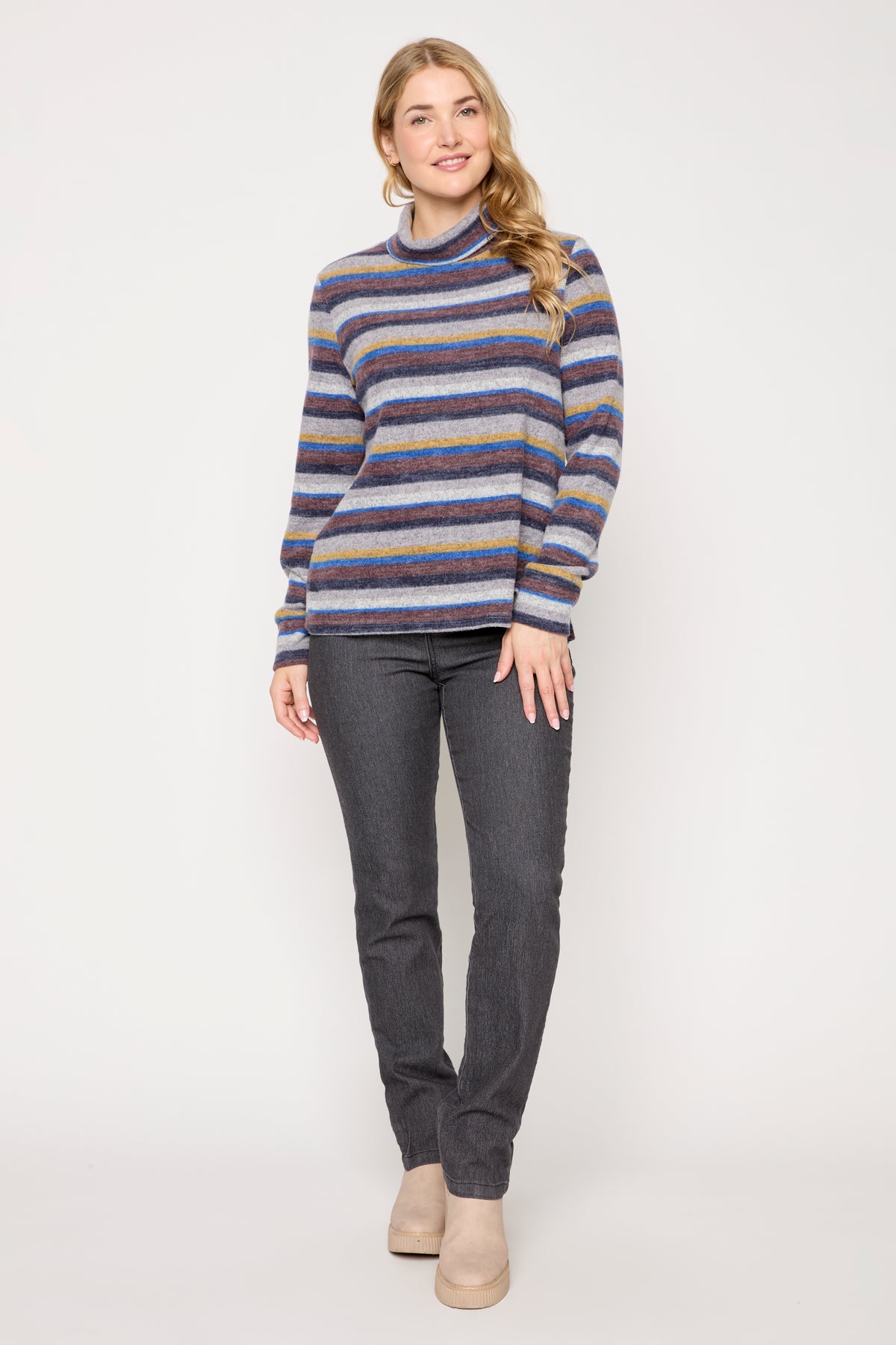 Striped Funnel Neck Sweater