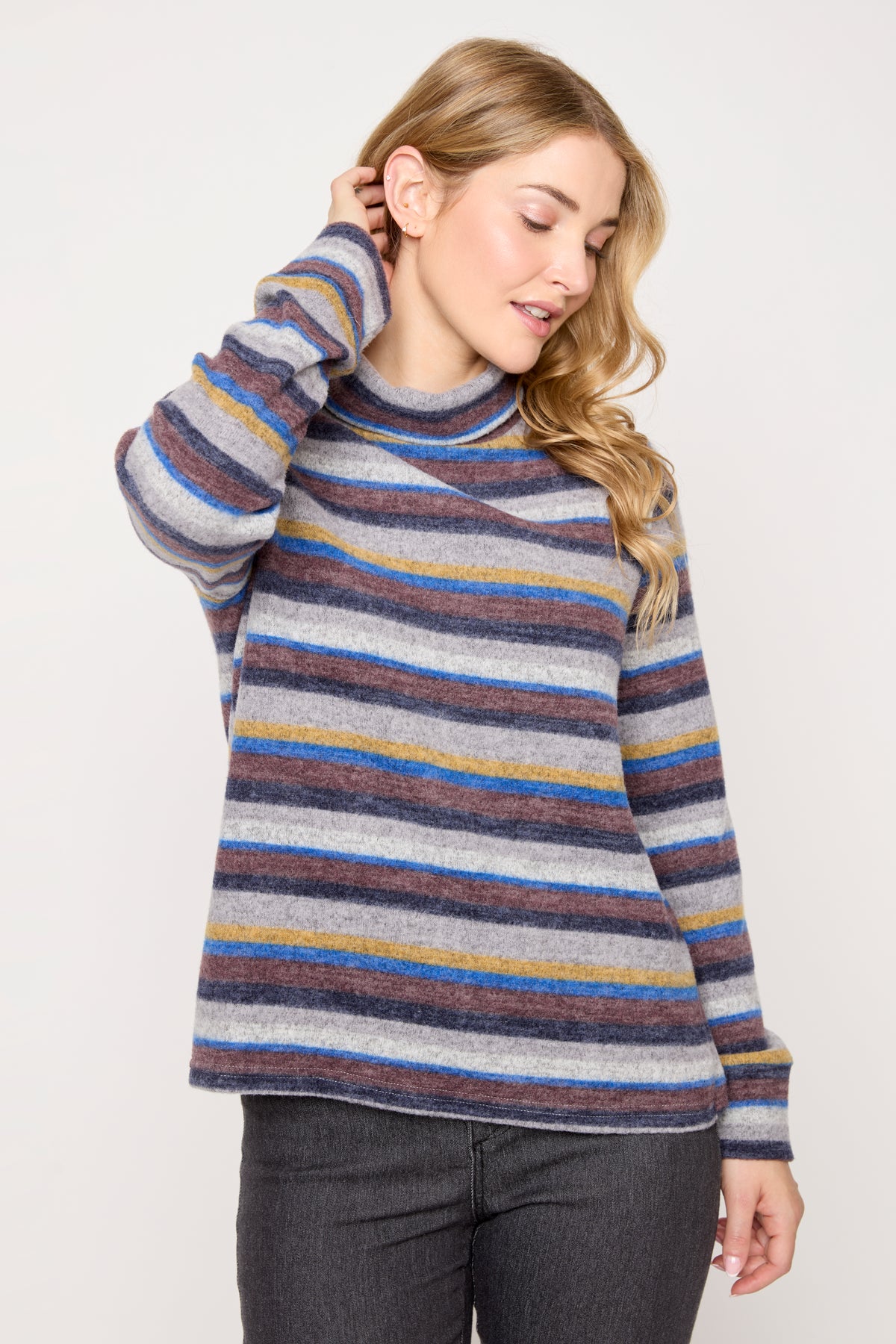 Striped Funnel Neck Sweater