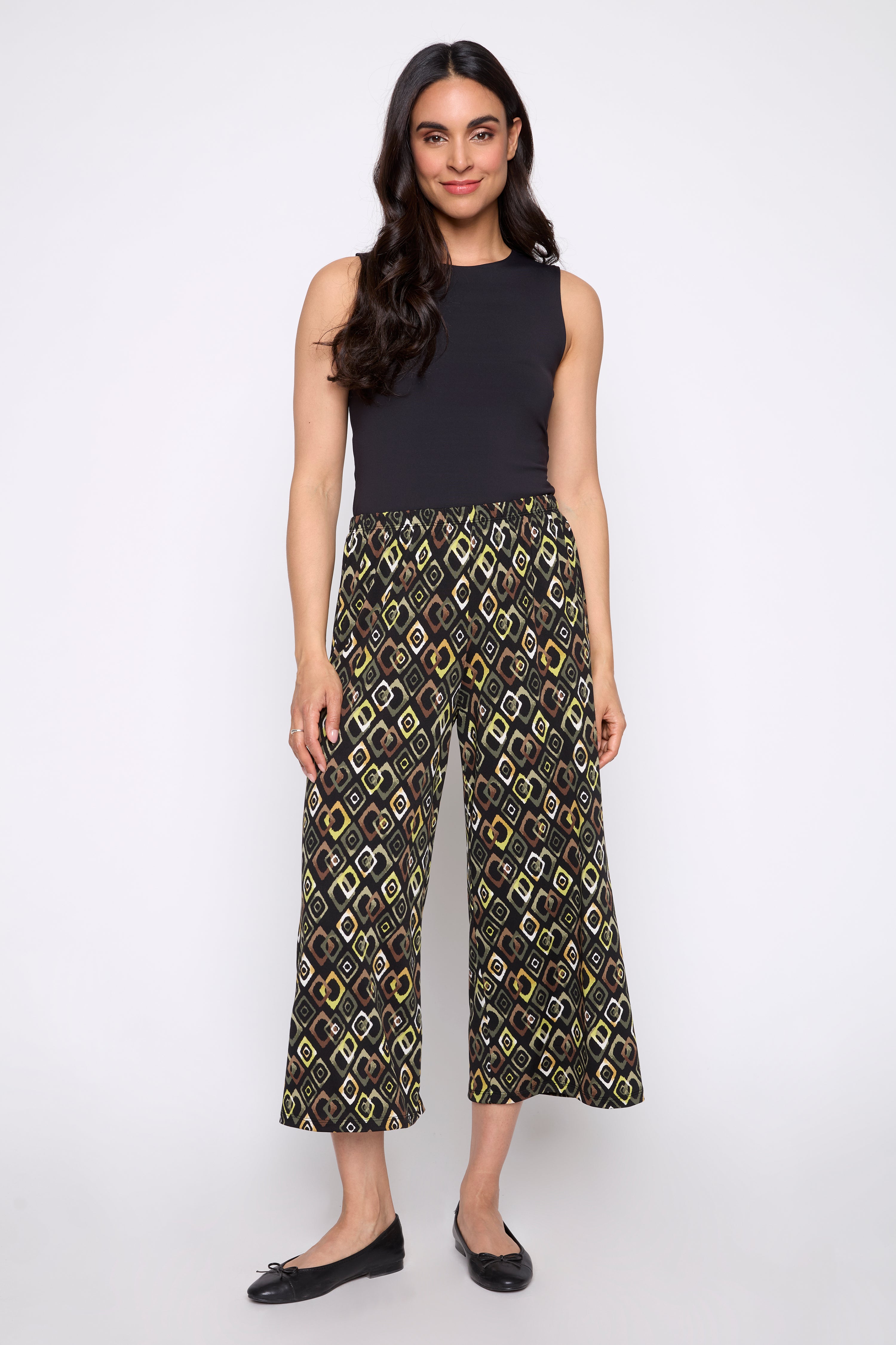 Geometric print gaucho pant