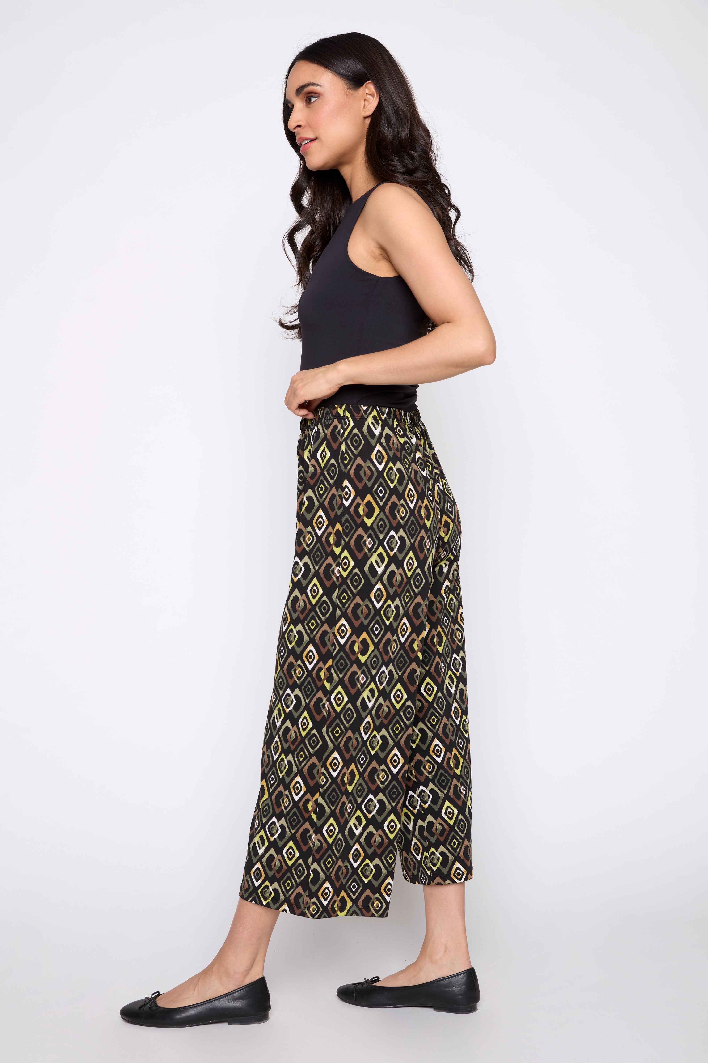 Geometric print gaucho pant