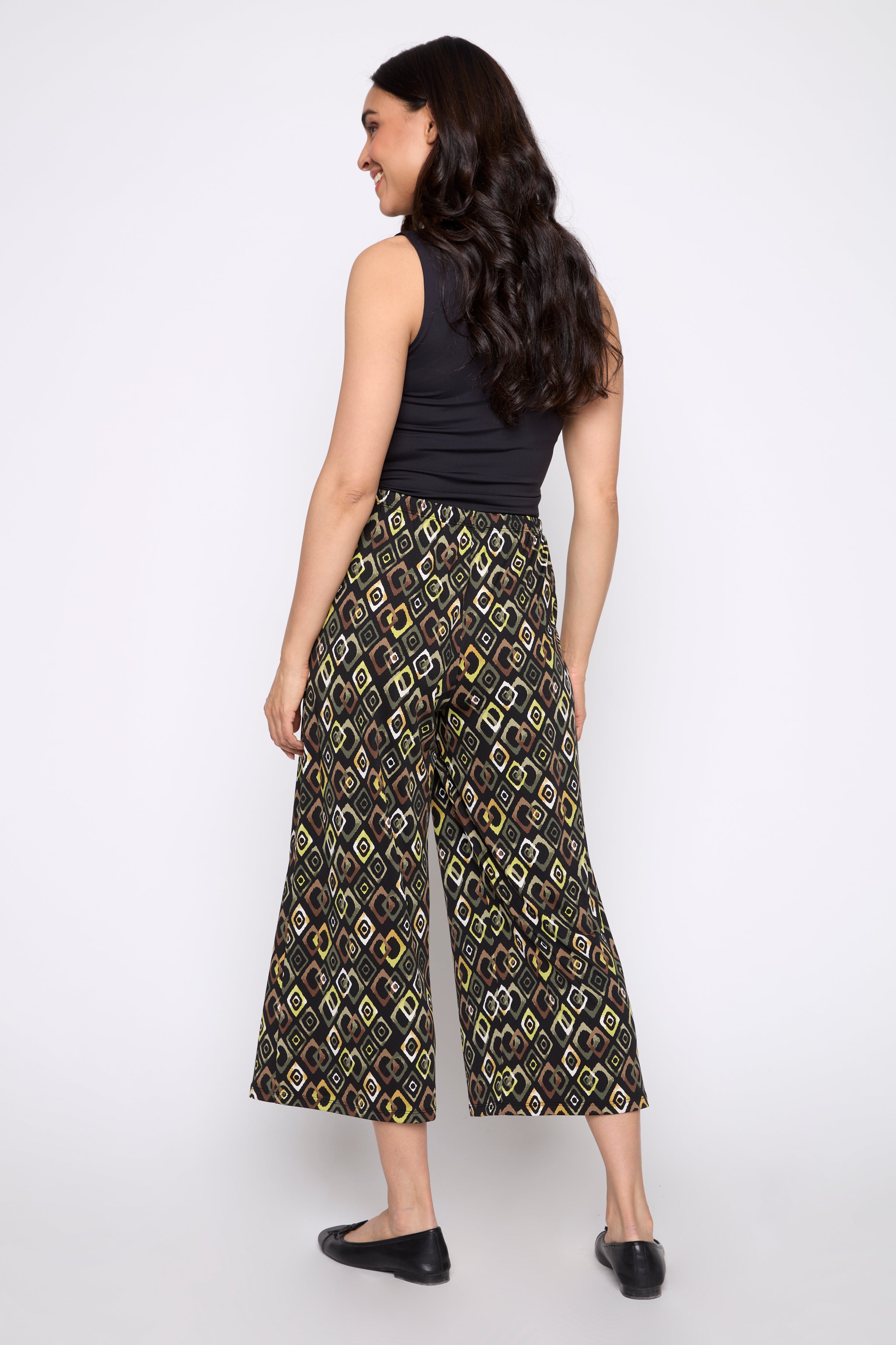 Geometric print gaucho pant