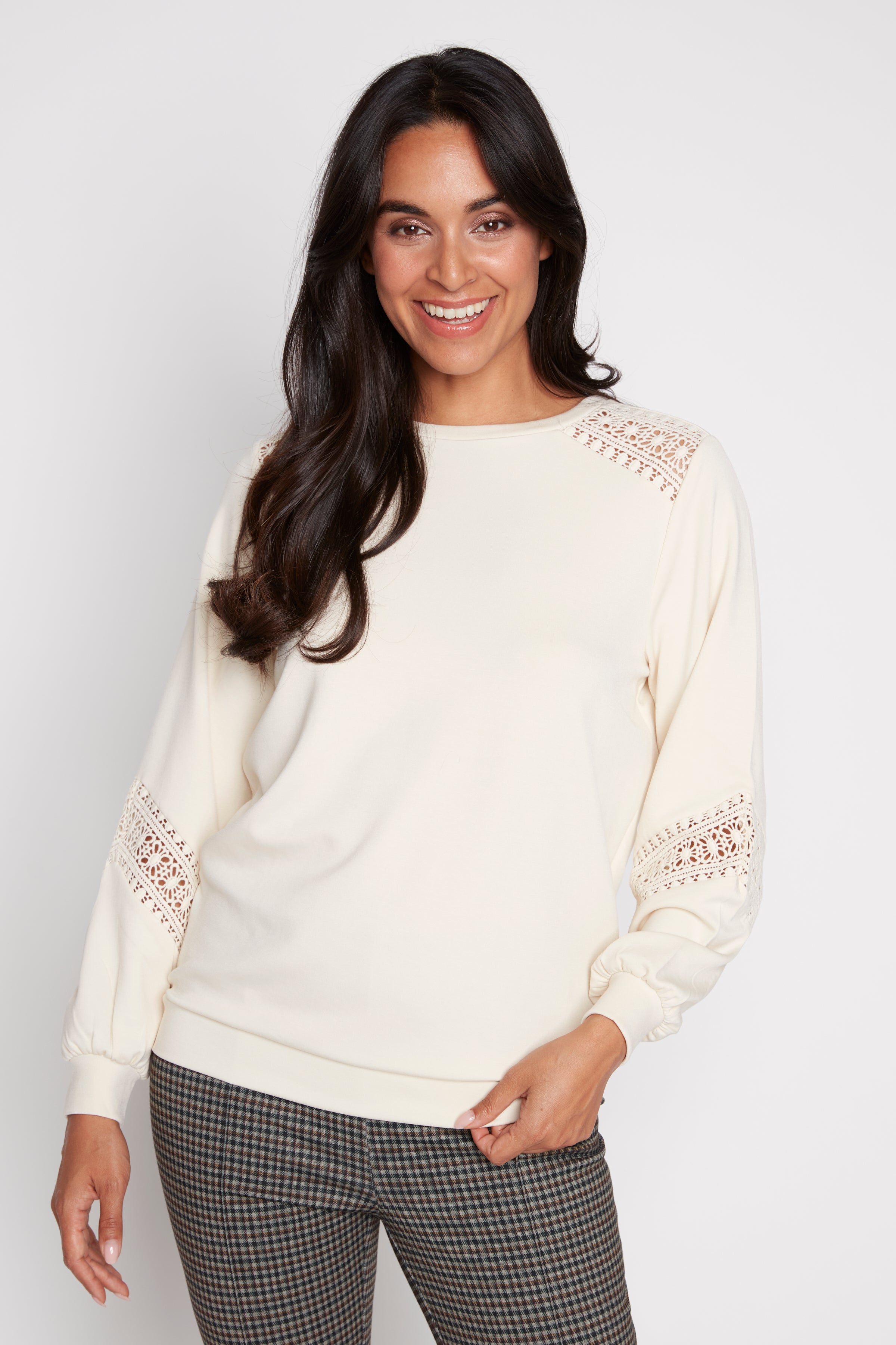 Crochet sleeve solid top