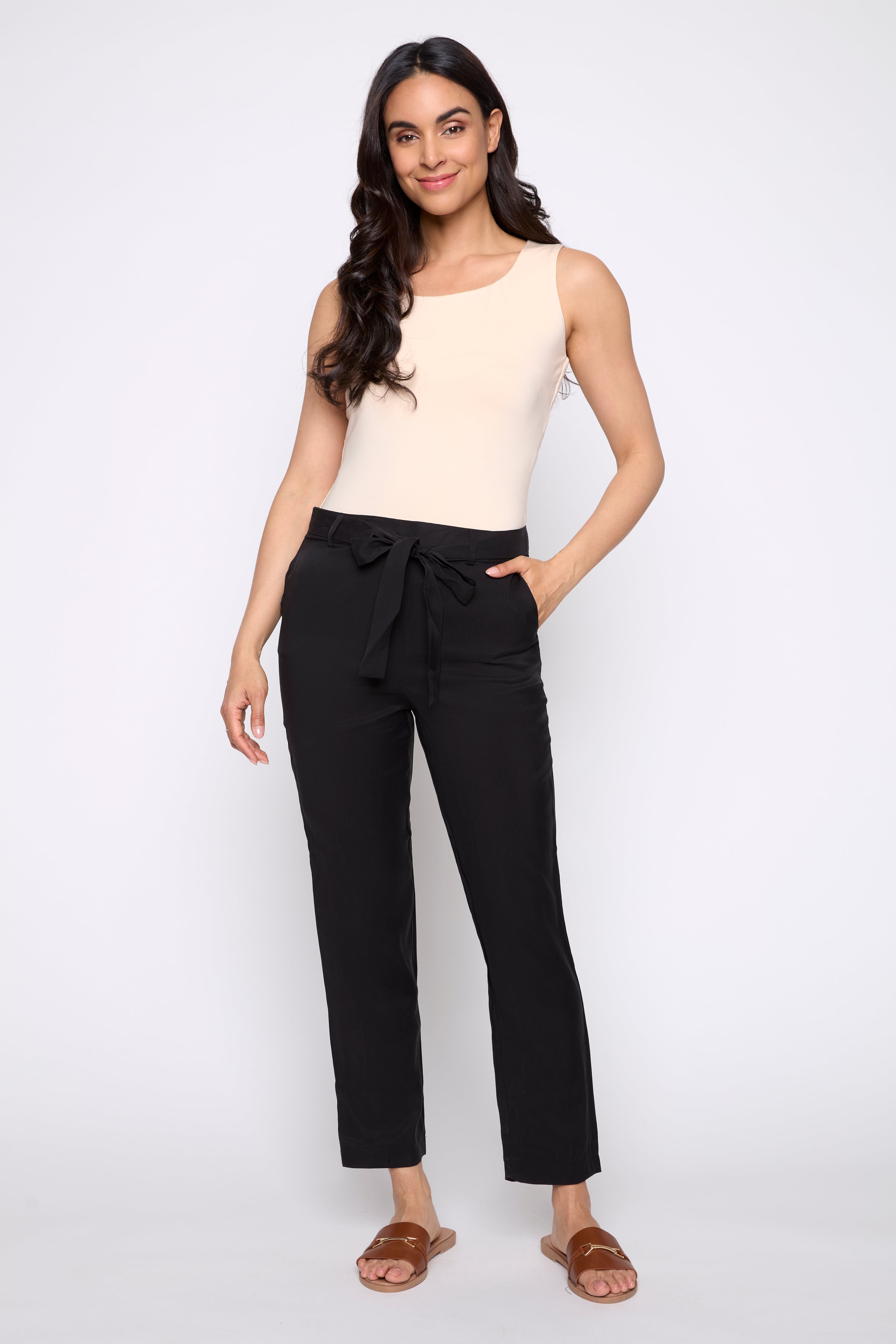 Slim leg sash detail pant