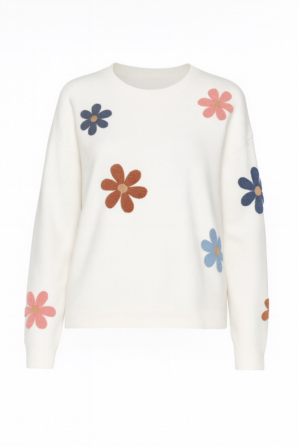 Le pull avec fleurs bouclé