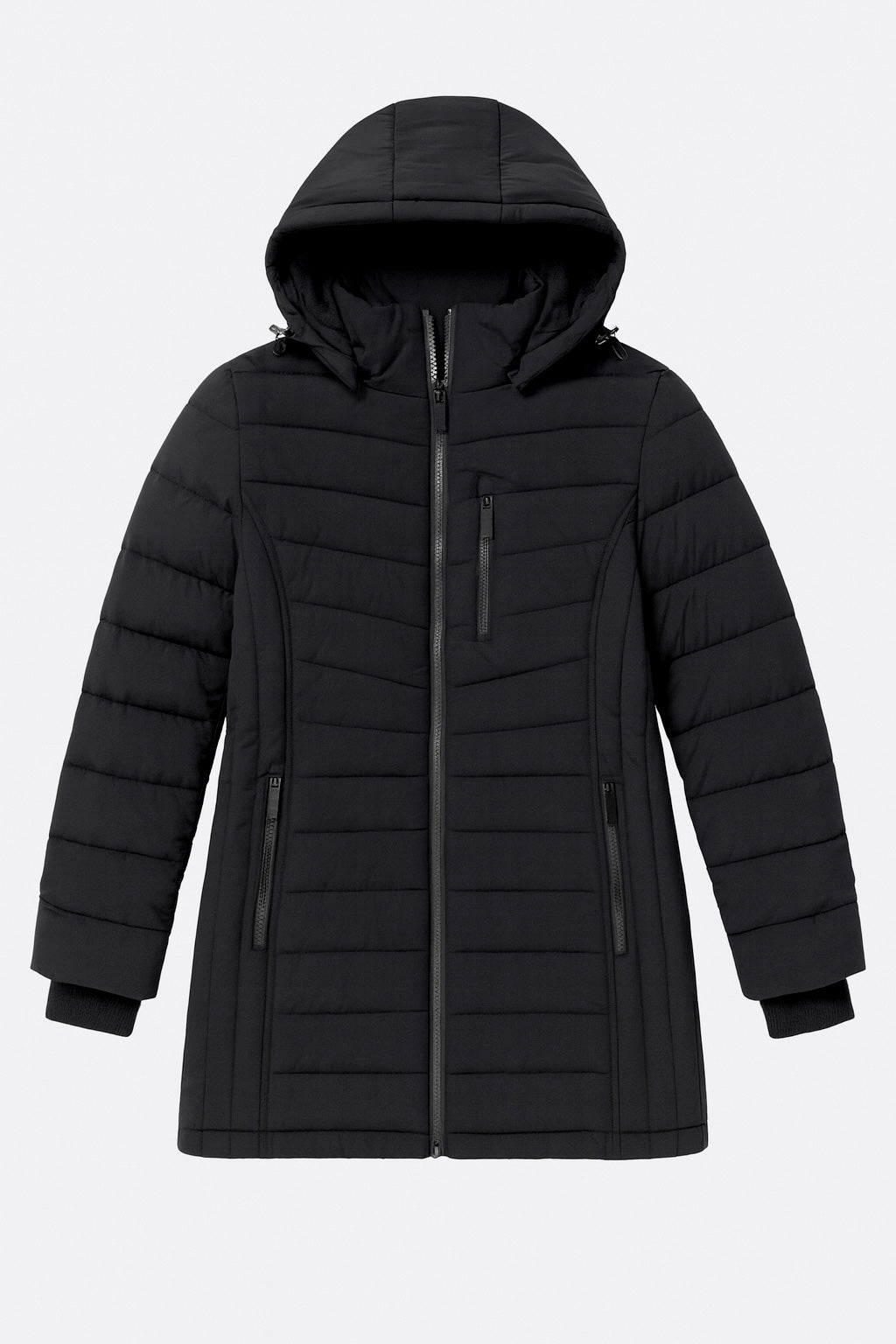 Horizontal quilt puffer jacket