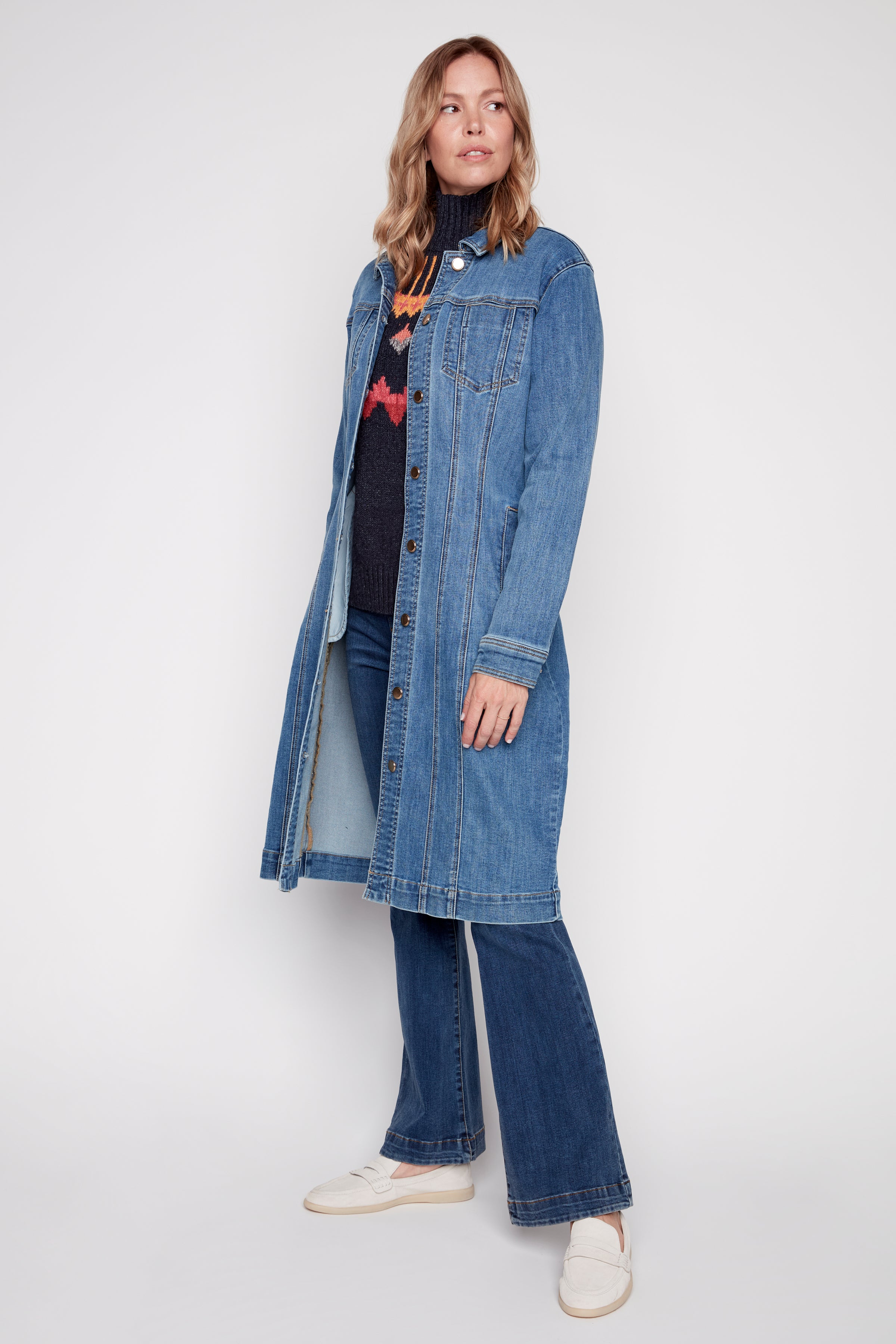 Long denim dress jacket