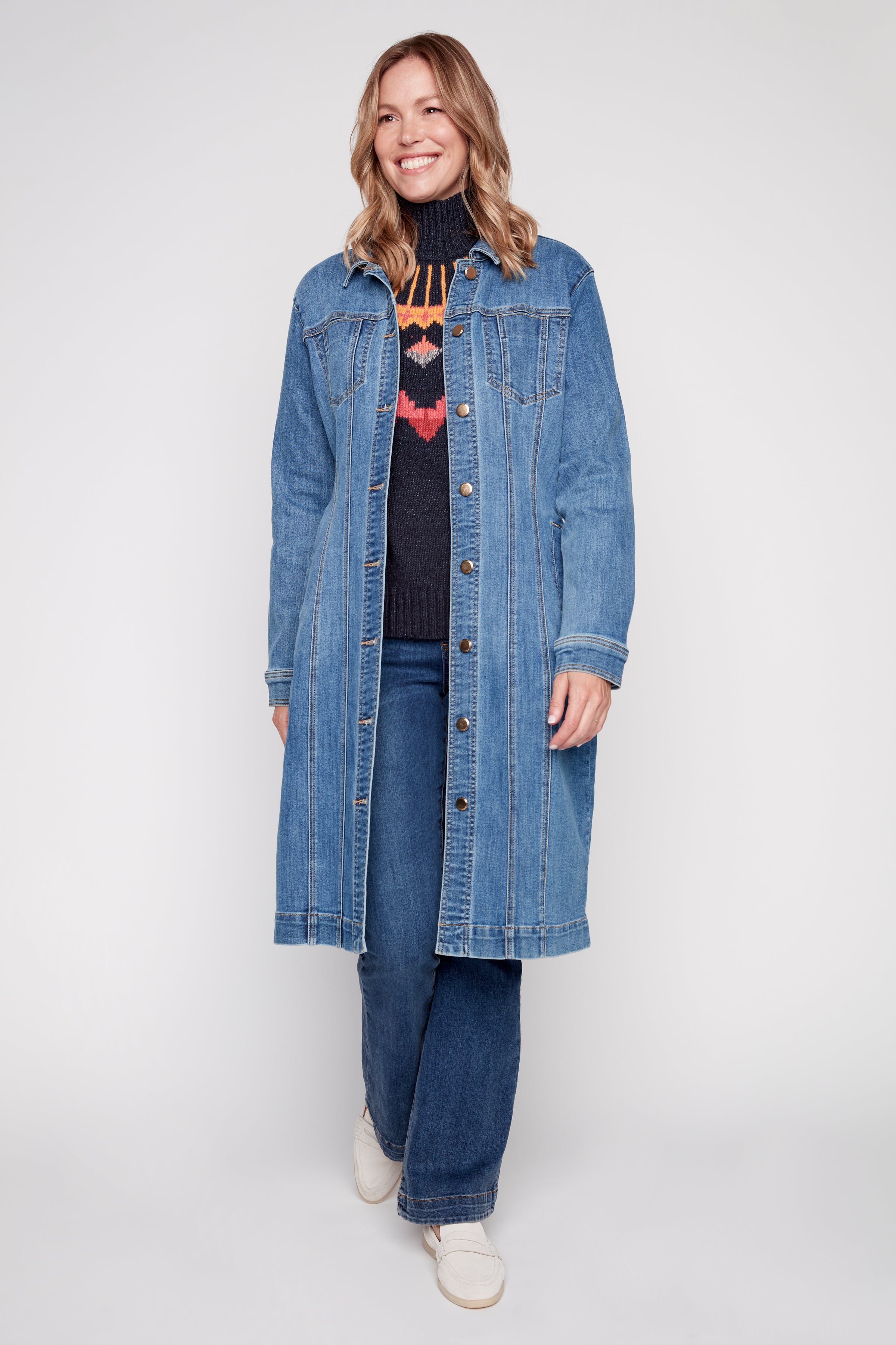 Long denim dress jacket