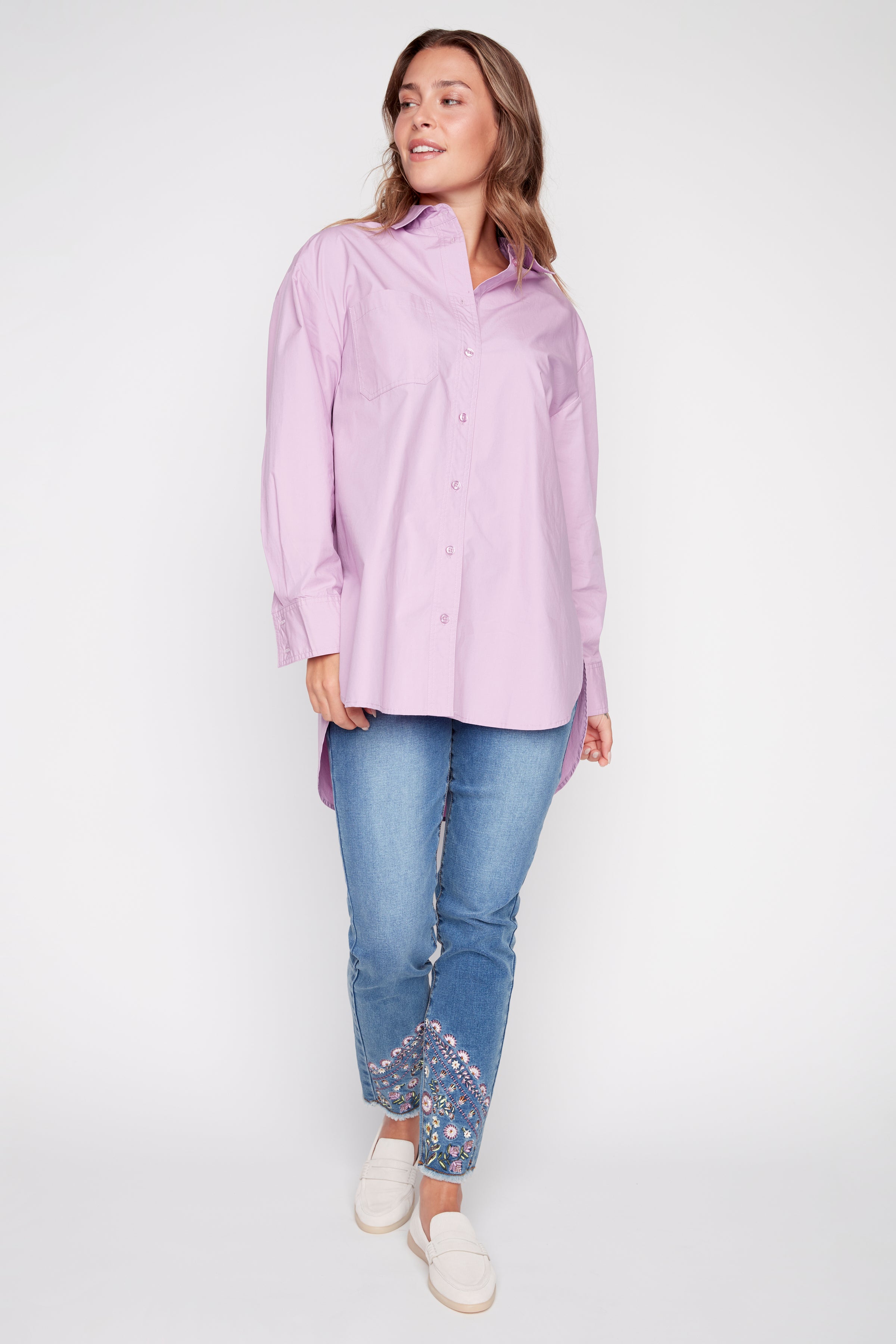 Loose fit cotton tunic shirt