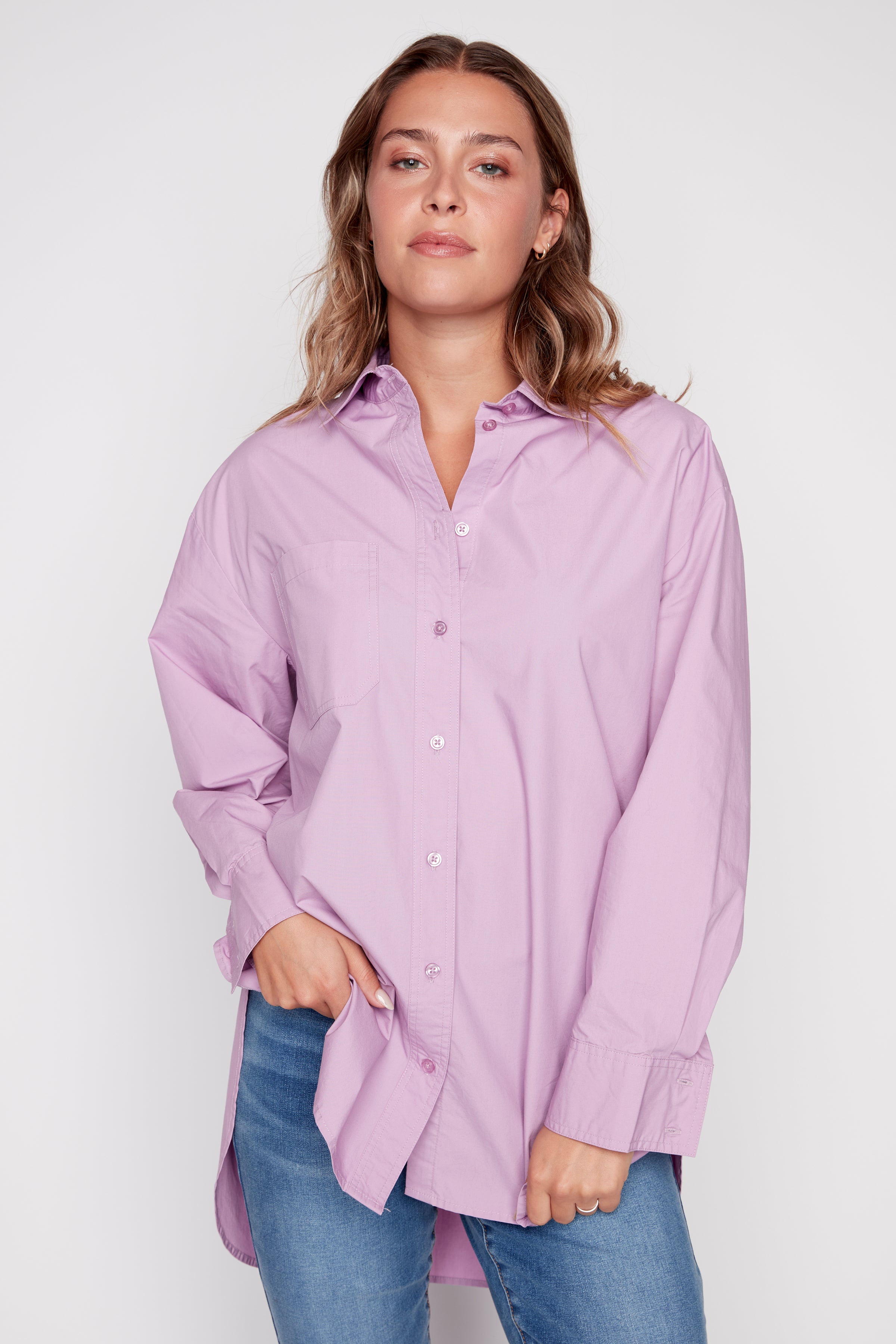 Loose fit cotton tunic shirt