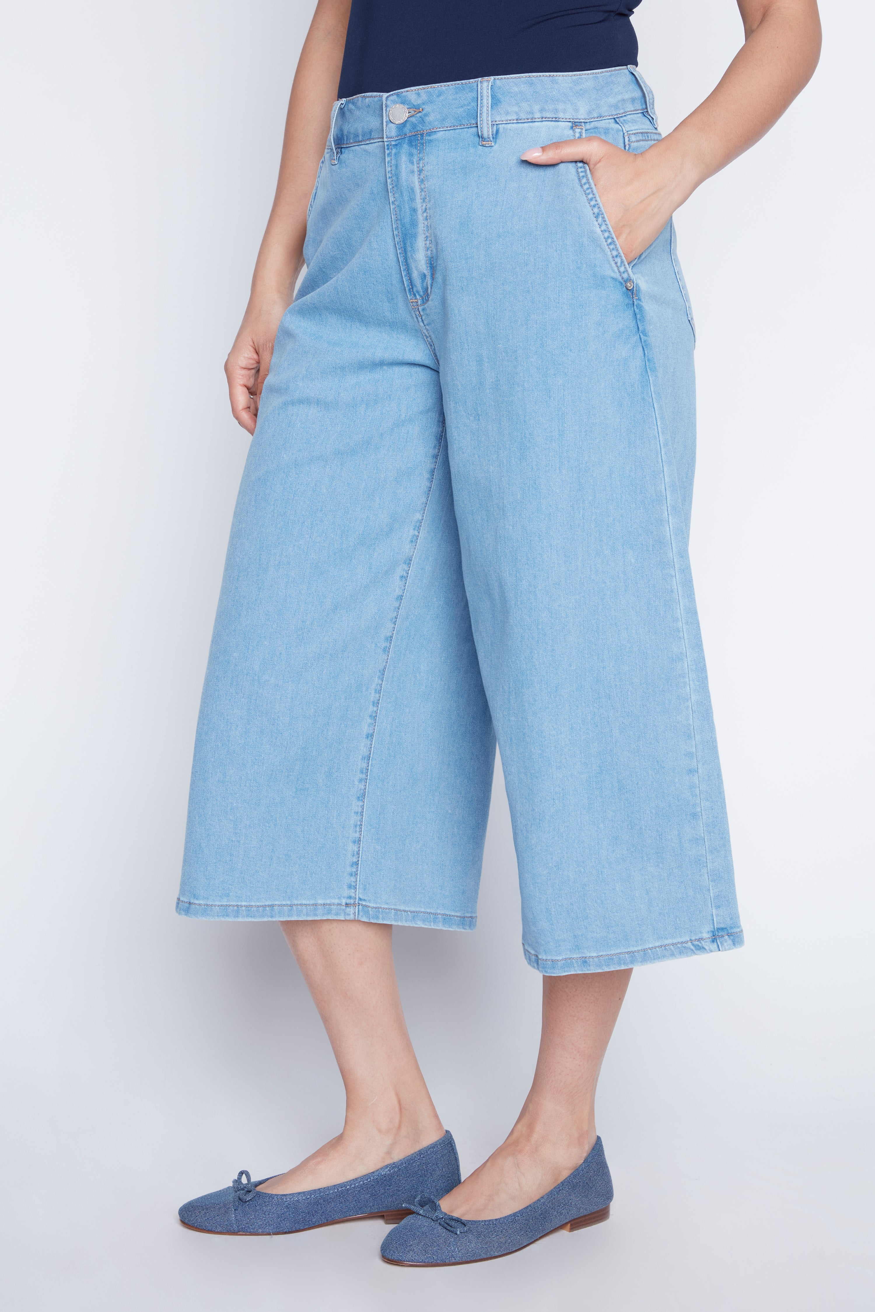 Wide leg stretch palazzo jean