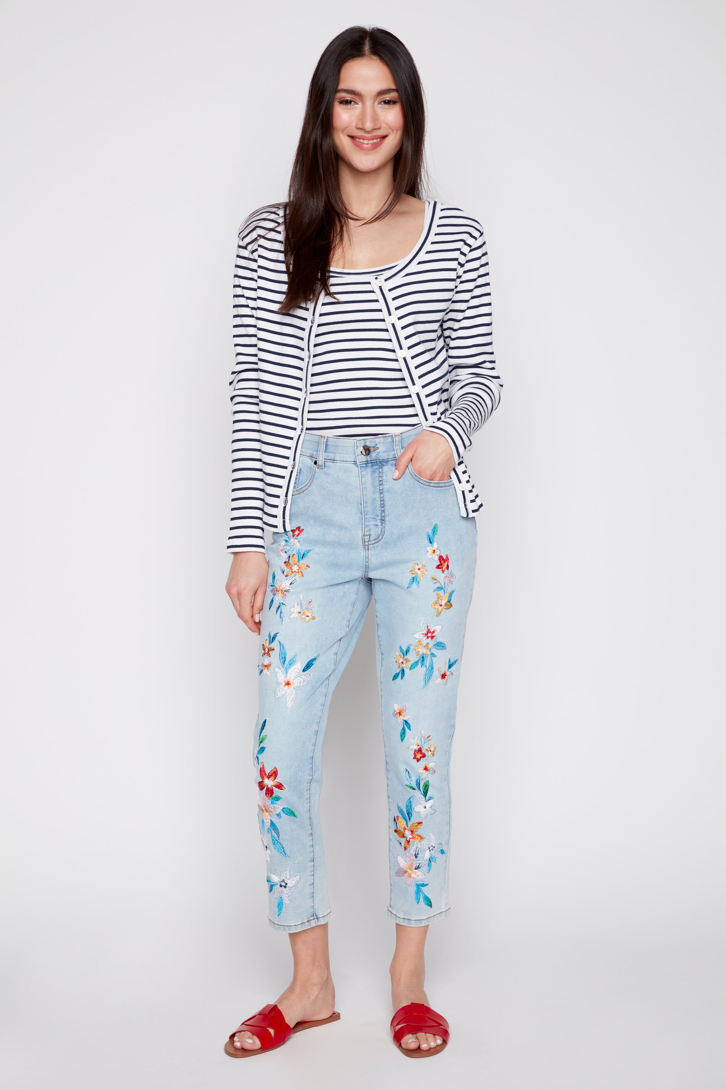 Sophia floral embroidery jean