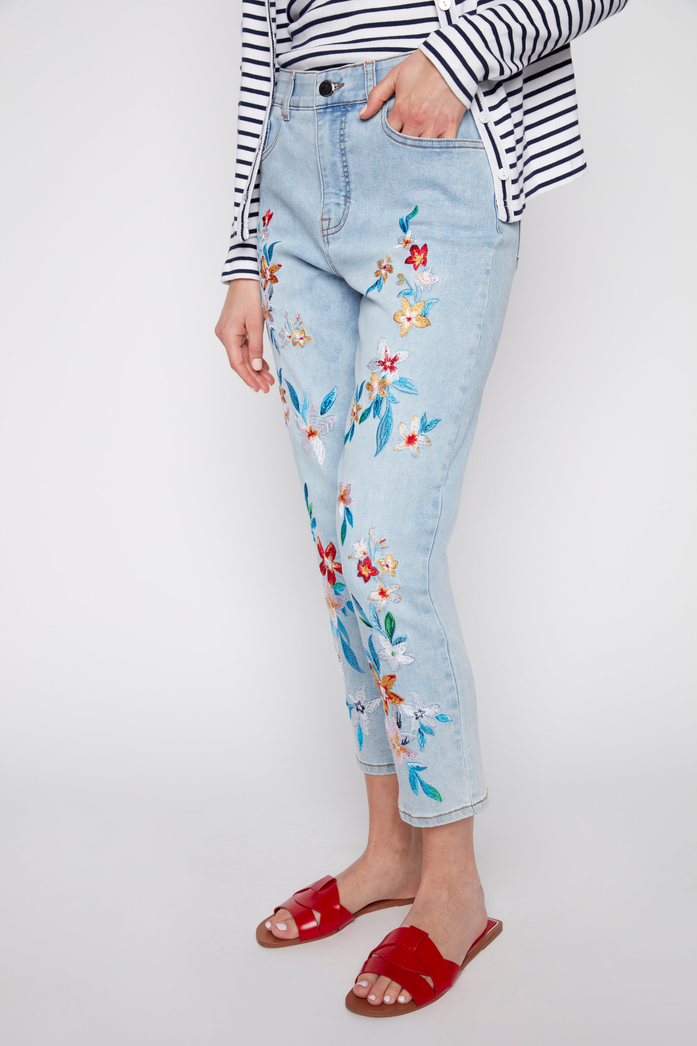 Sophia floral embroidery jean