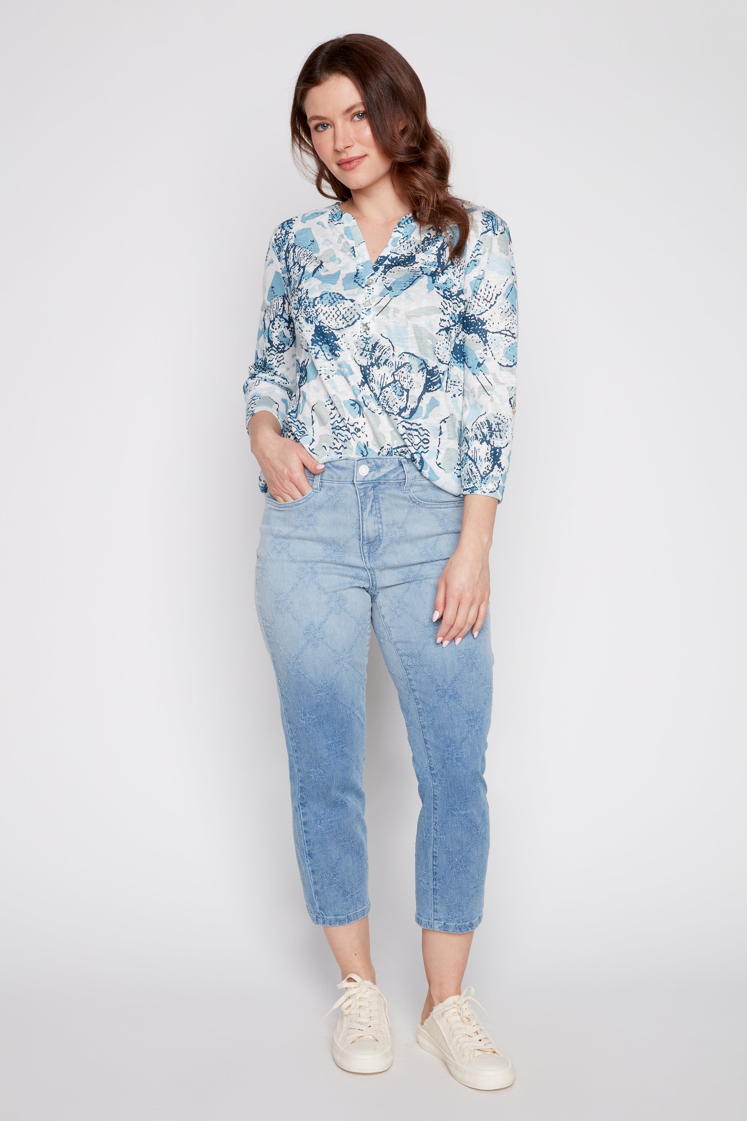 Audrey jacquard crop jean