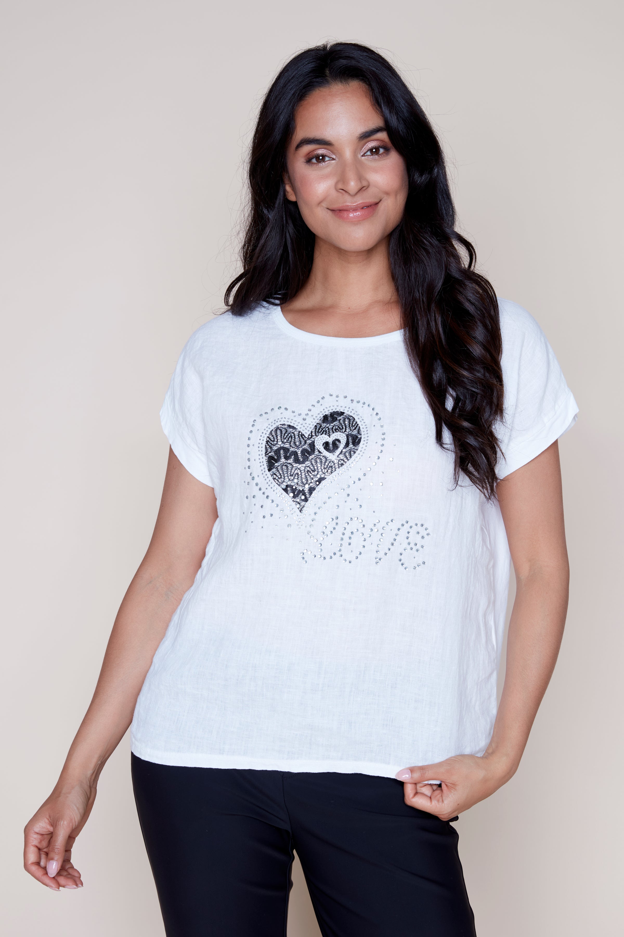 Linen heart design top