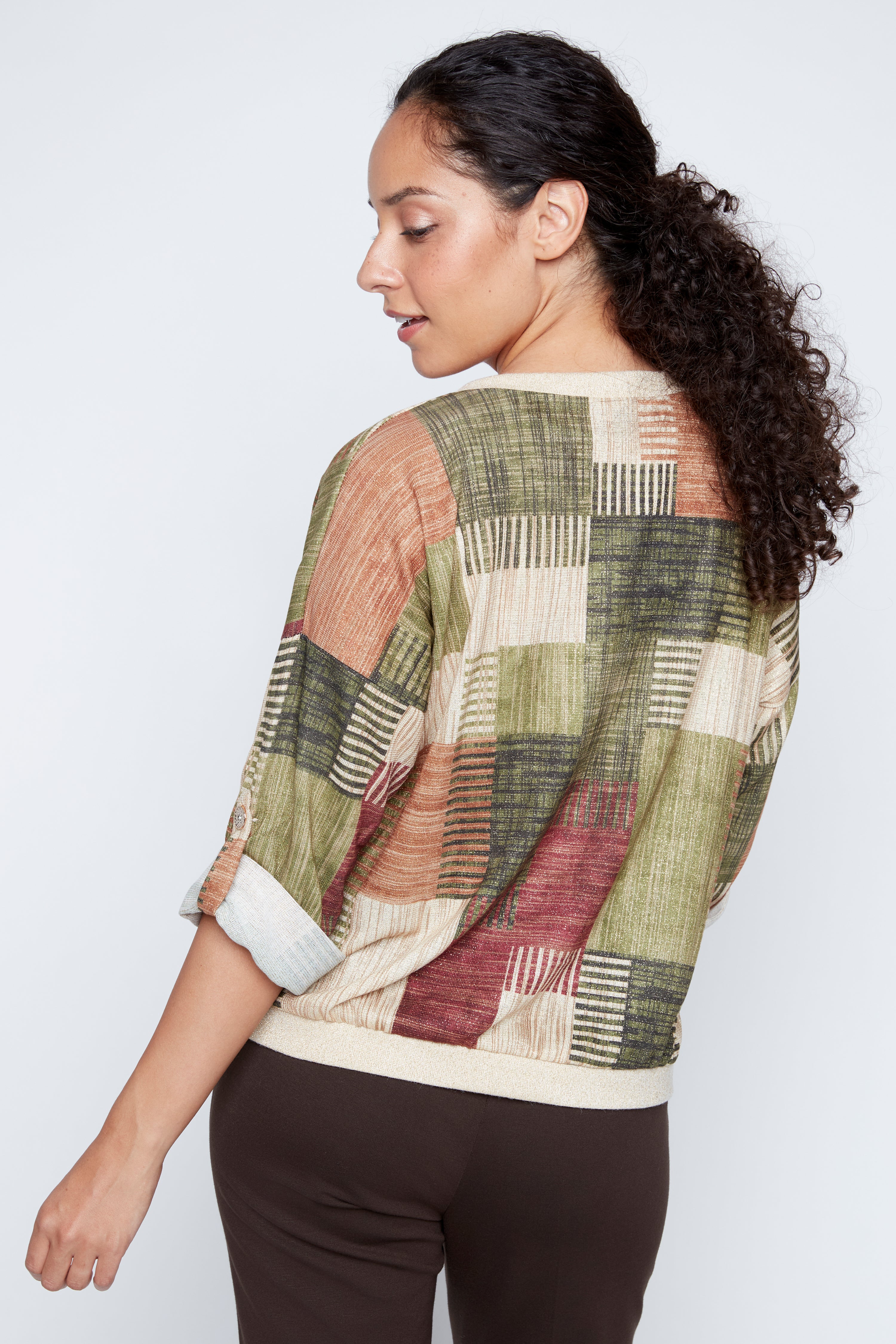 Lurex patchwork cardigan