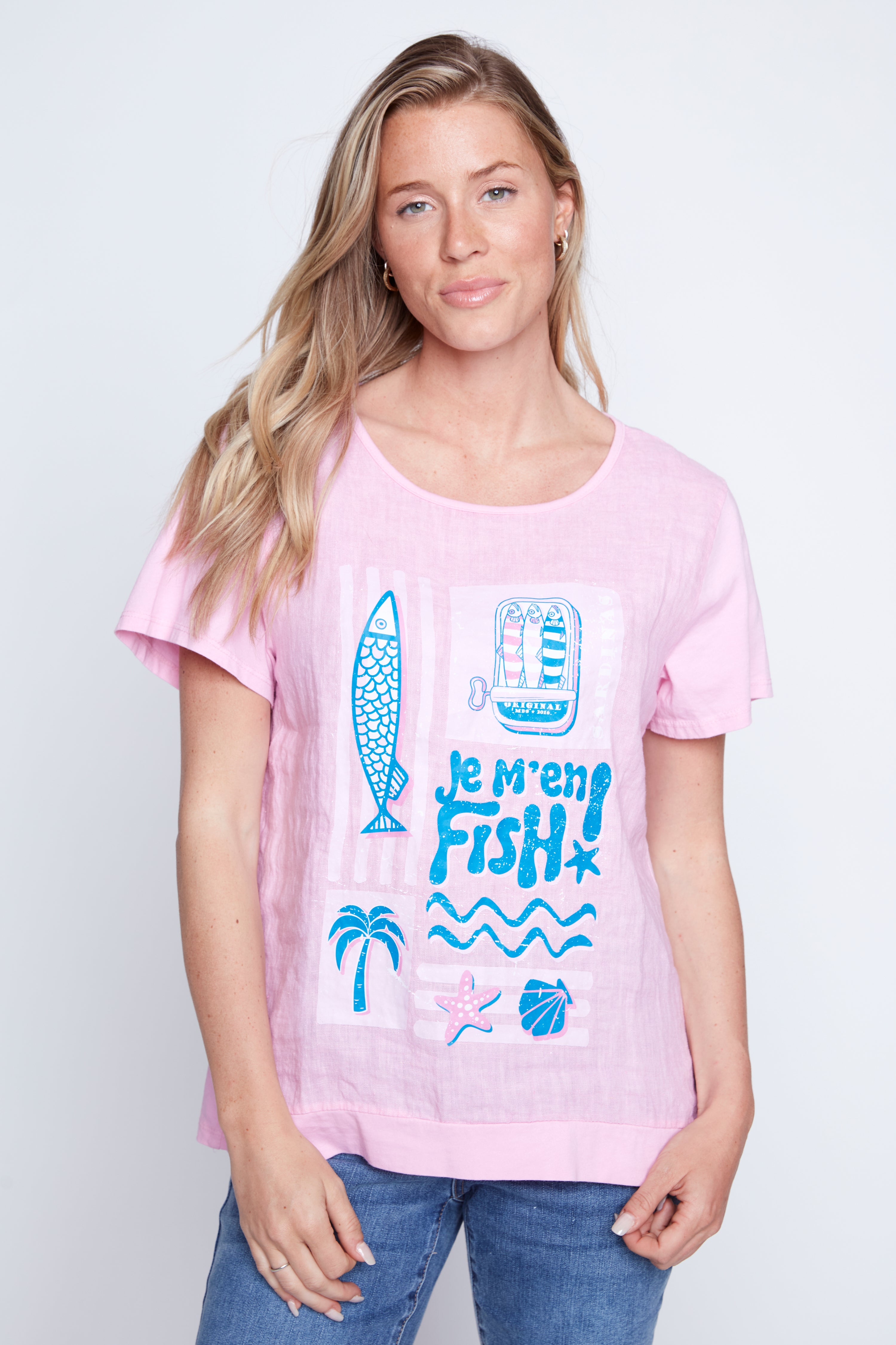 Fun fish beach print t-shirt