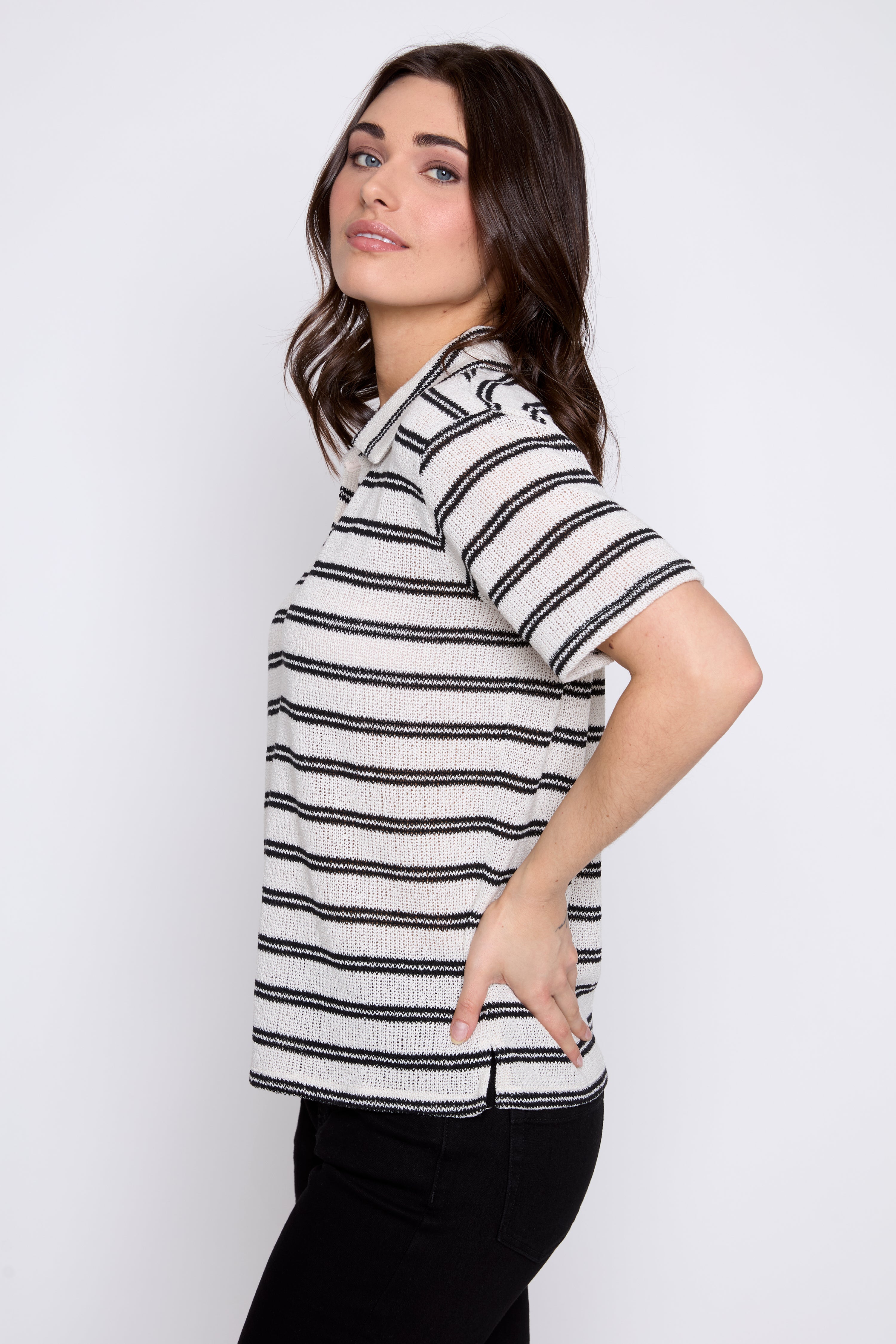 Stripe knit polo