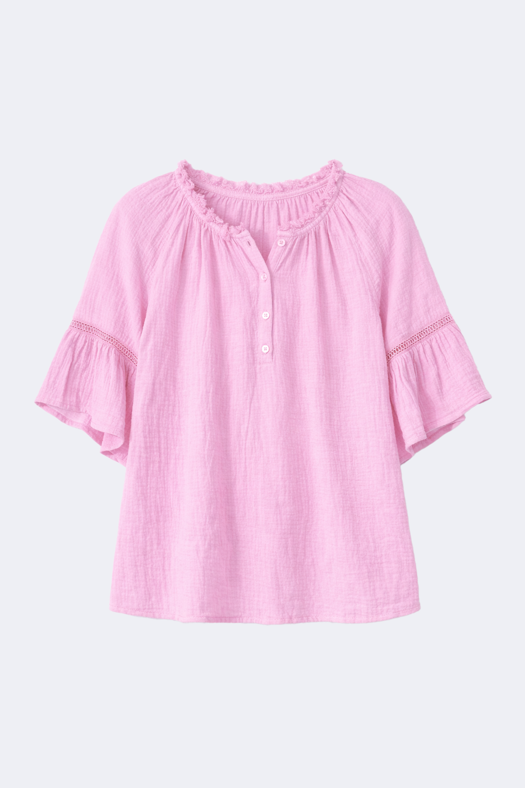 La blouse en coton froissé à manches volantées