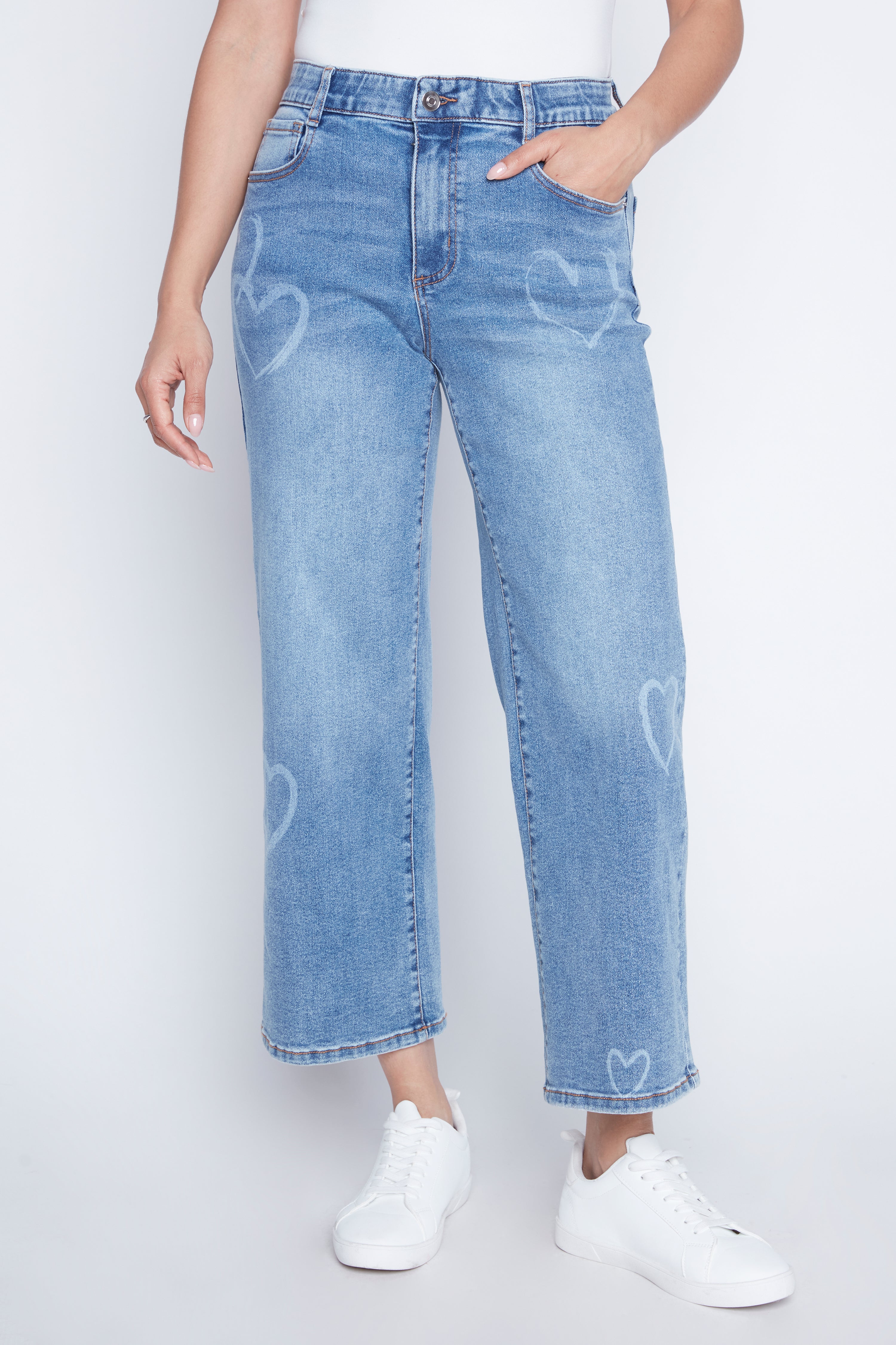 Jean à motif cœurs Sophia