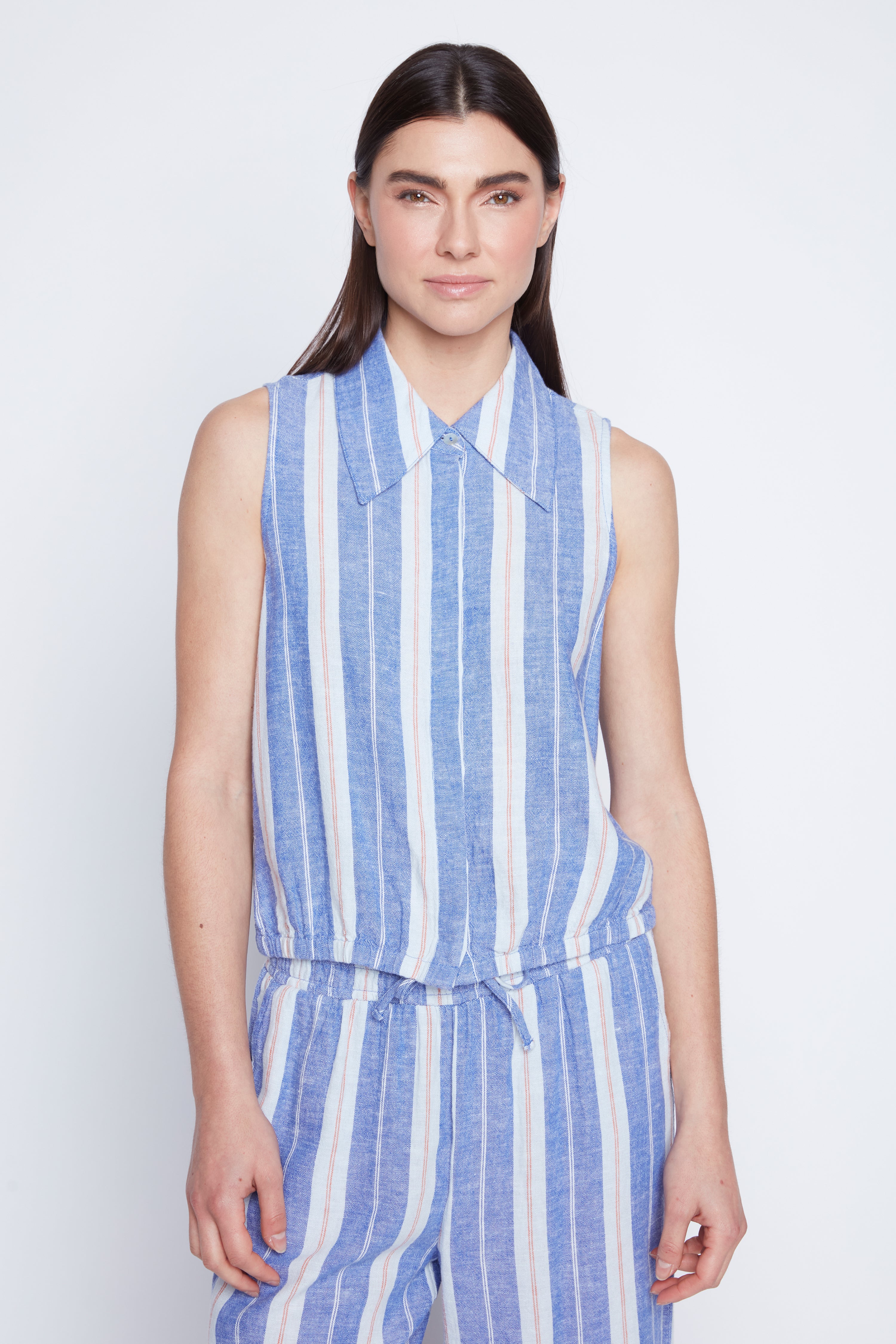 La blouse en mélange de lin à rayures