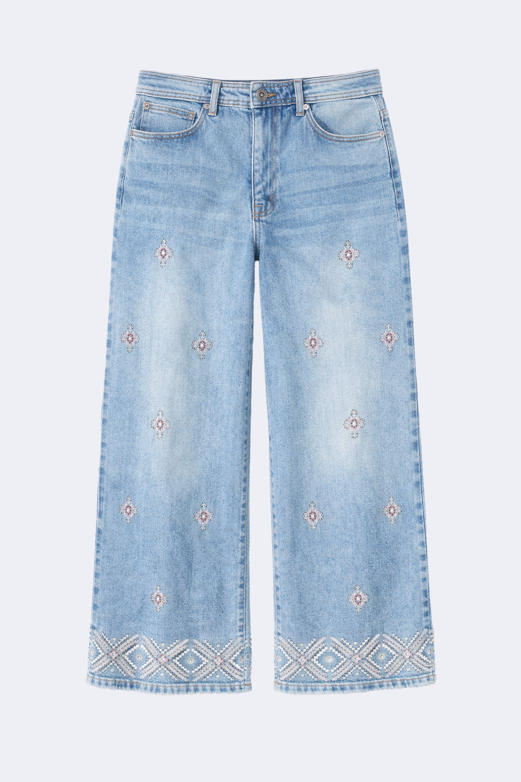 Audrey wide leg embroidery jean