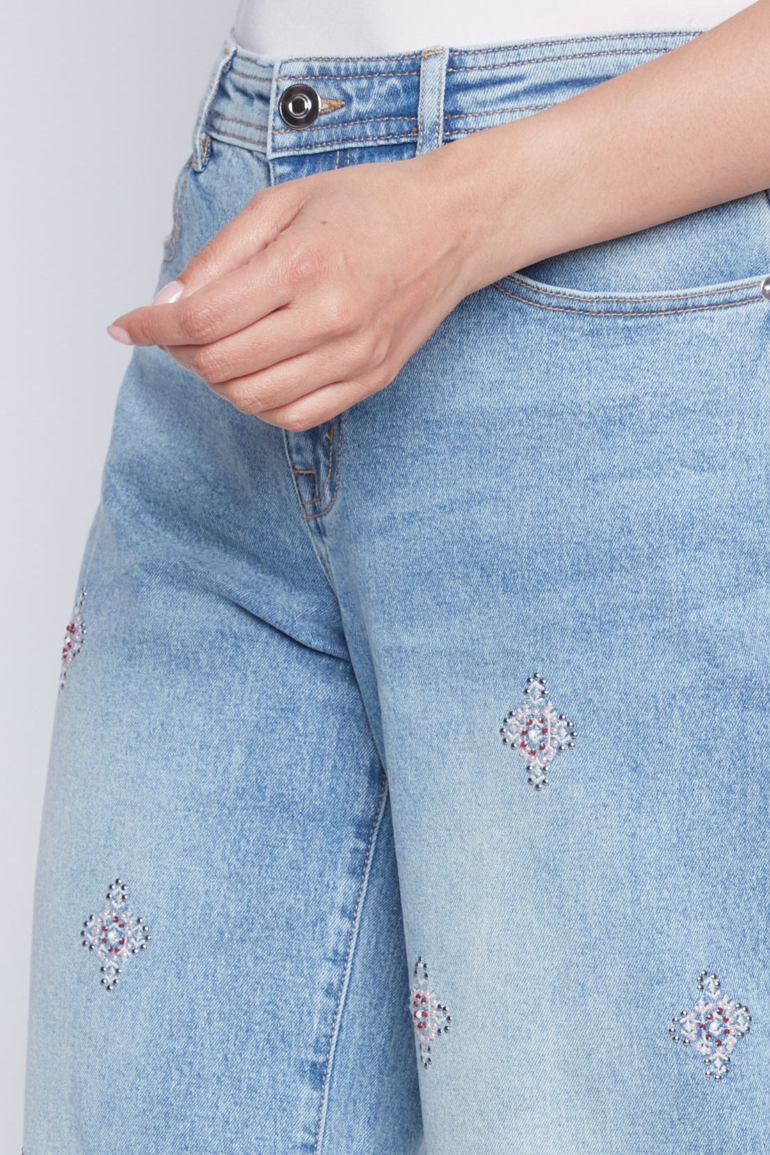 Audrey wide leg embroidery jean