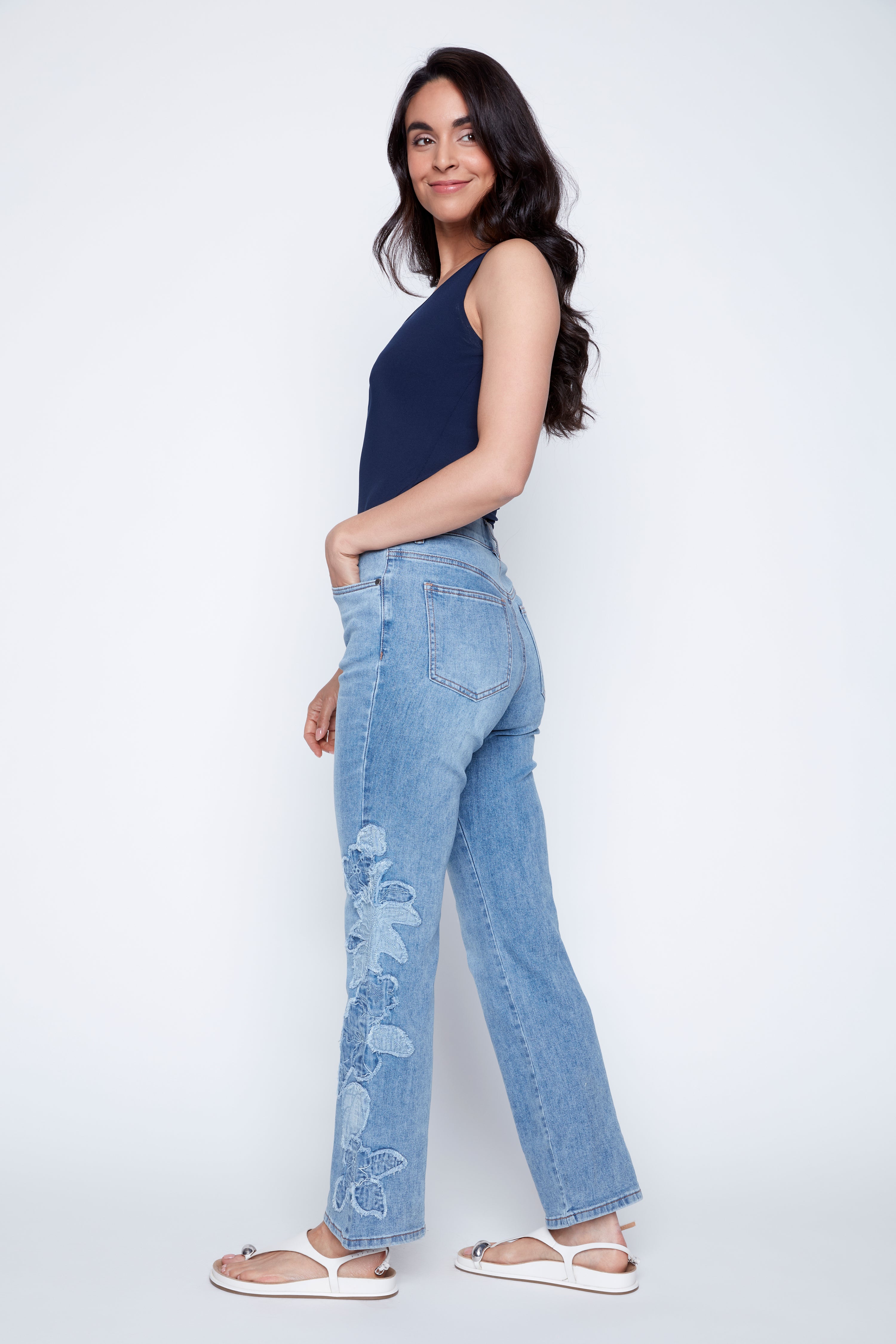 Sophia floral applique jean