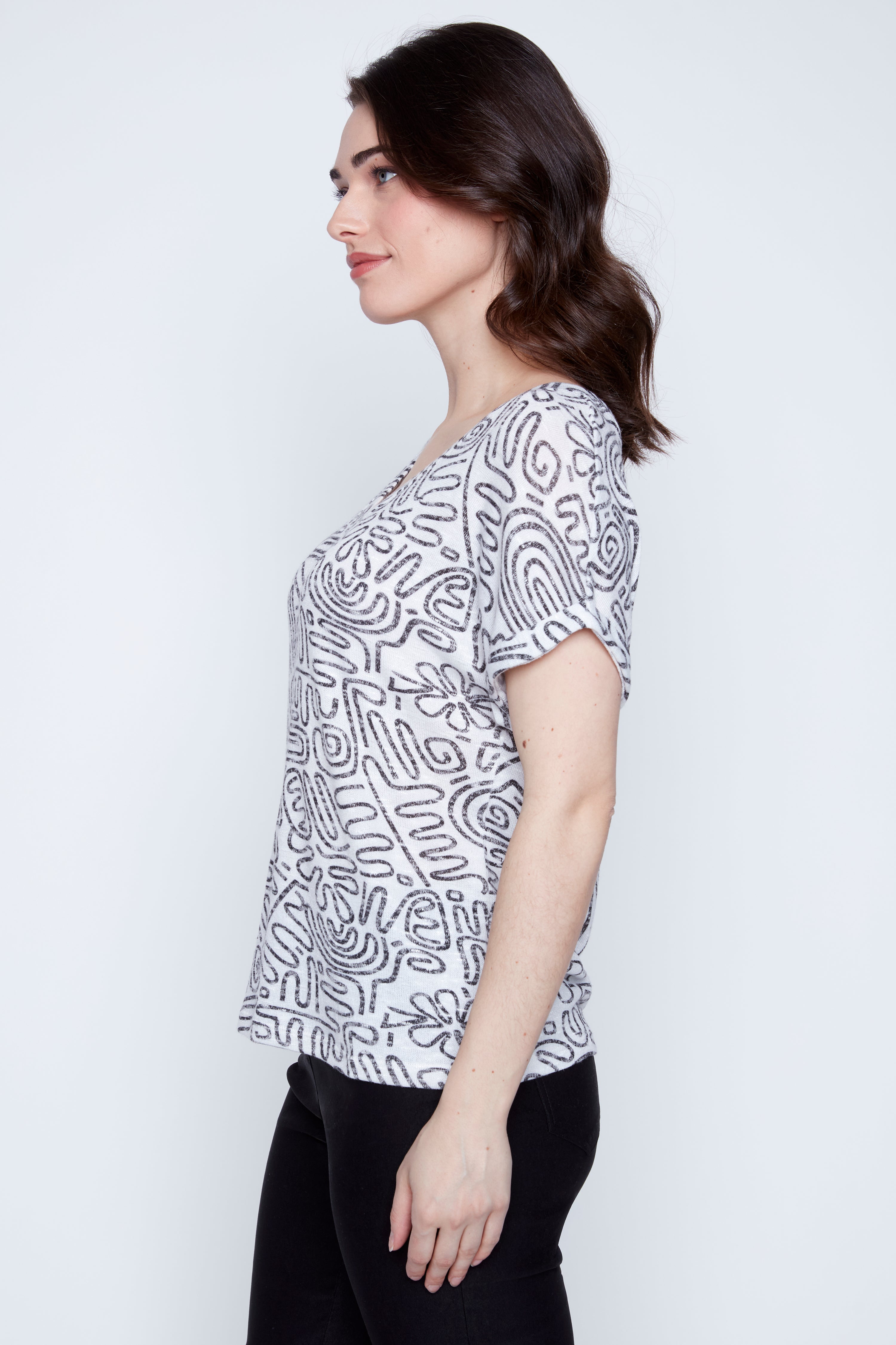 Monochrome two way convertible v-neck top