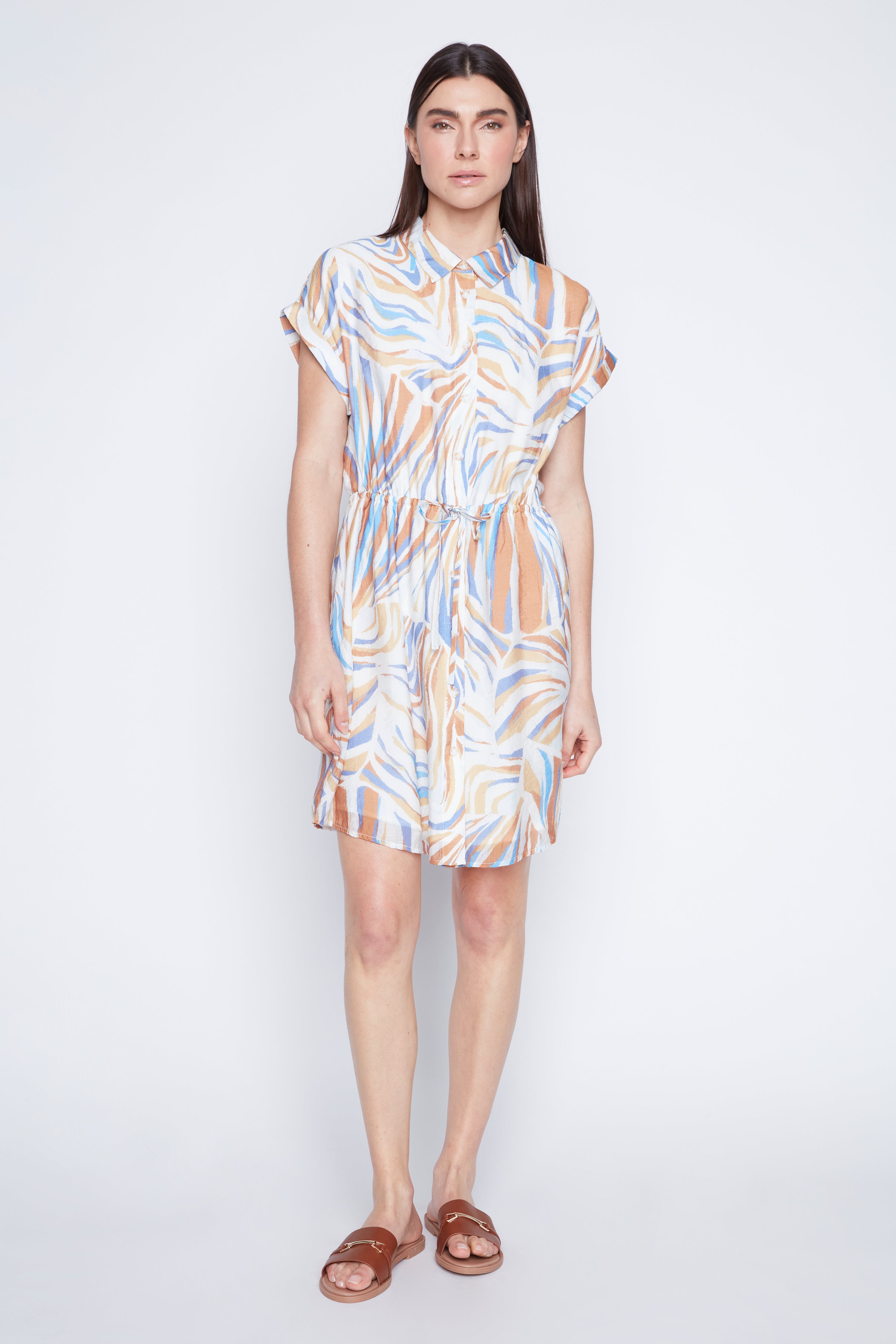 Printed dress with drawstring detail