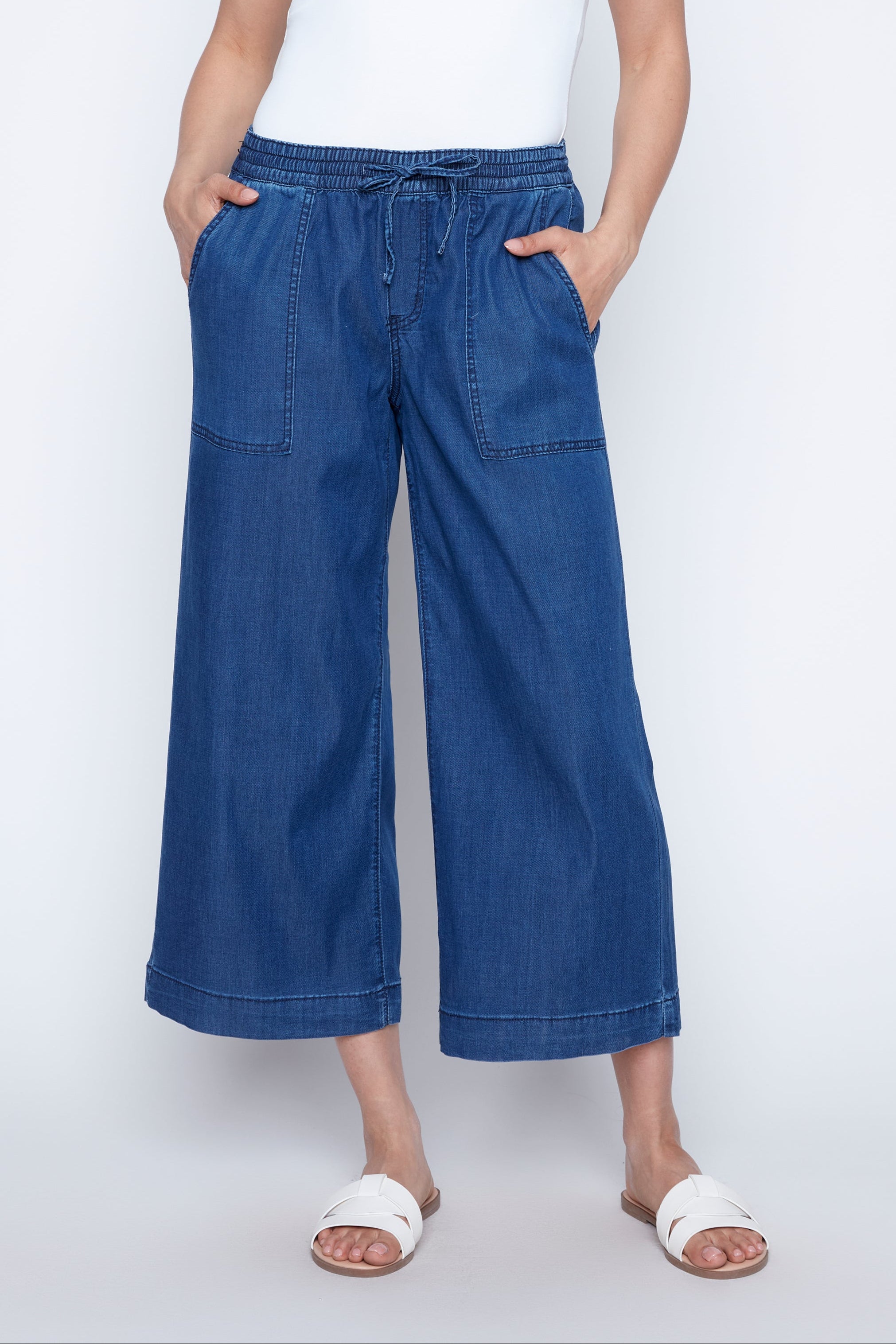 Lyocell wide leg capri