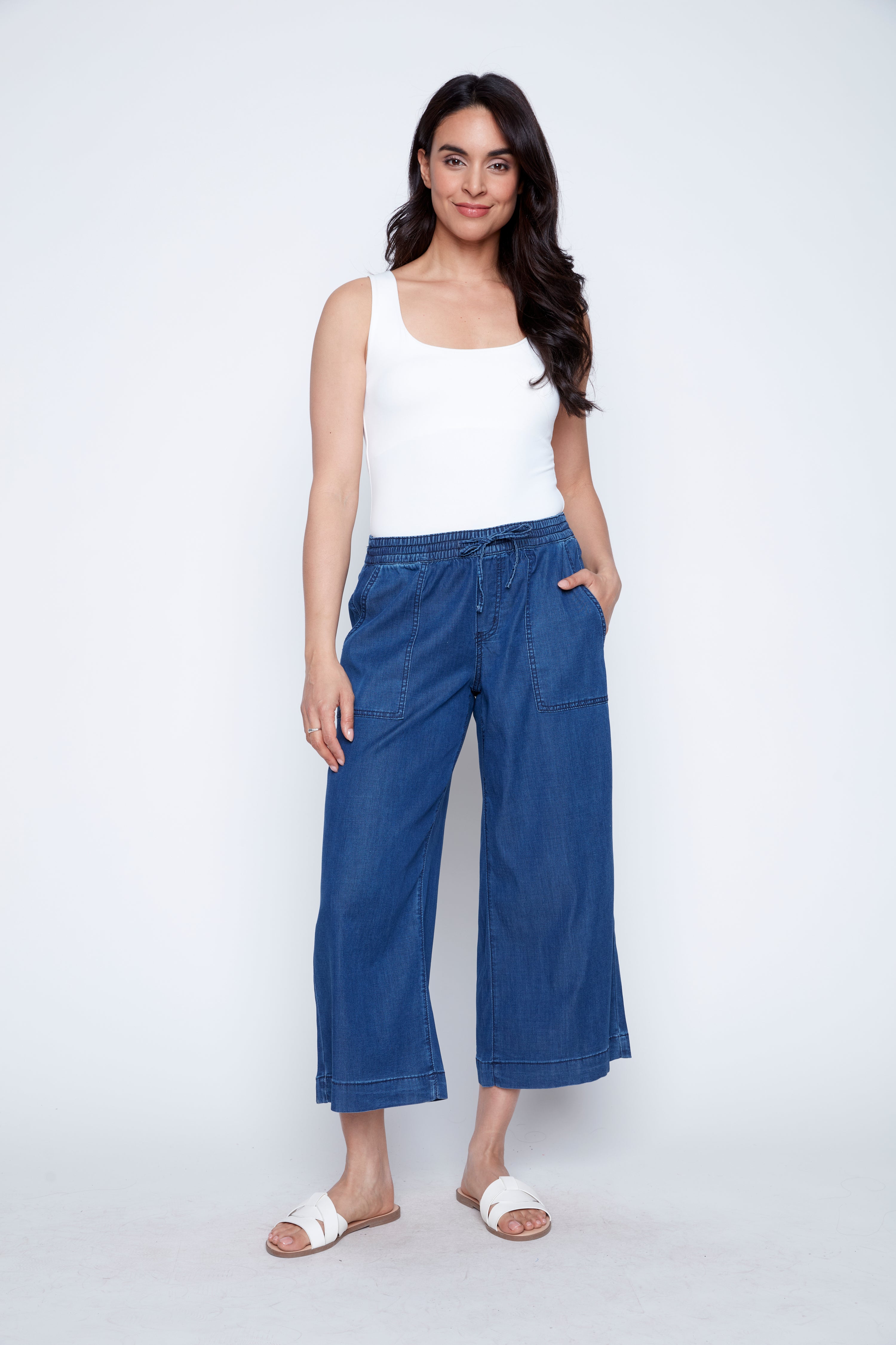 Lyocell wide leg capri