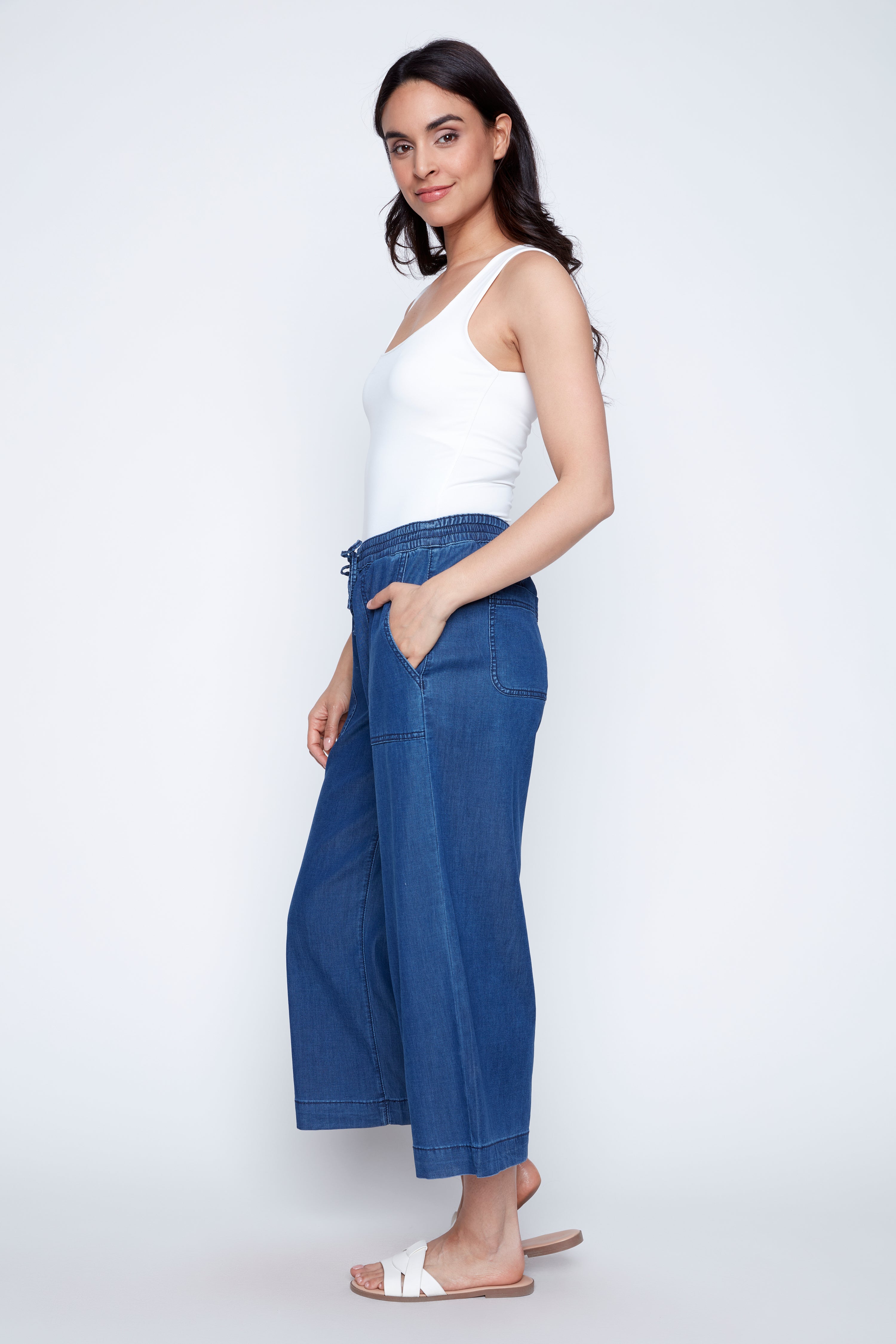 Lyocell wide leg capri