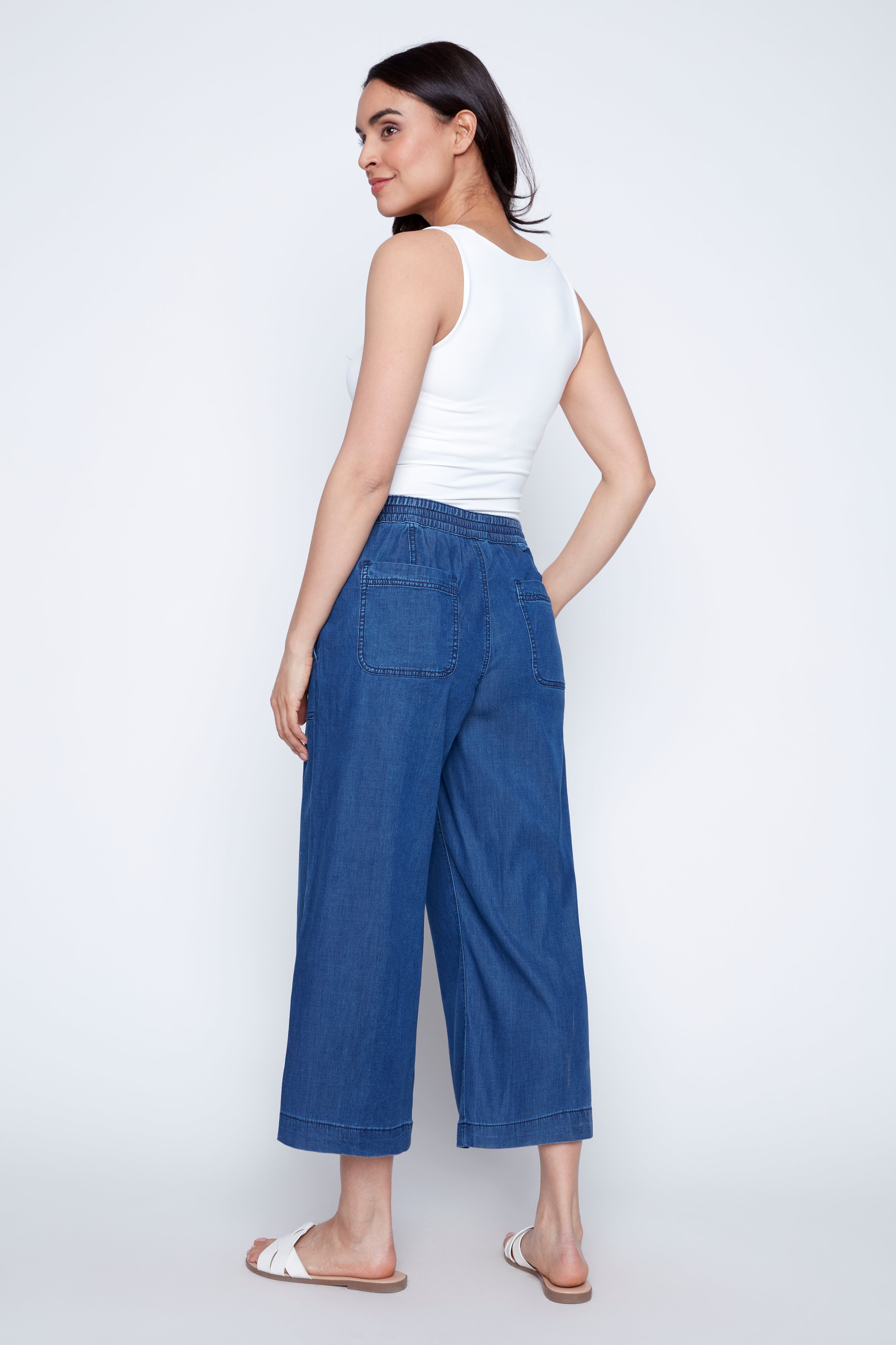 Lyocell wide leg capri