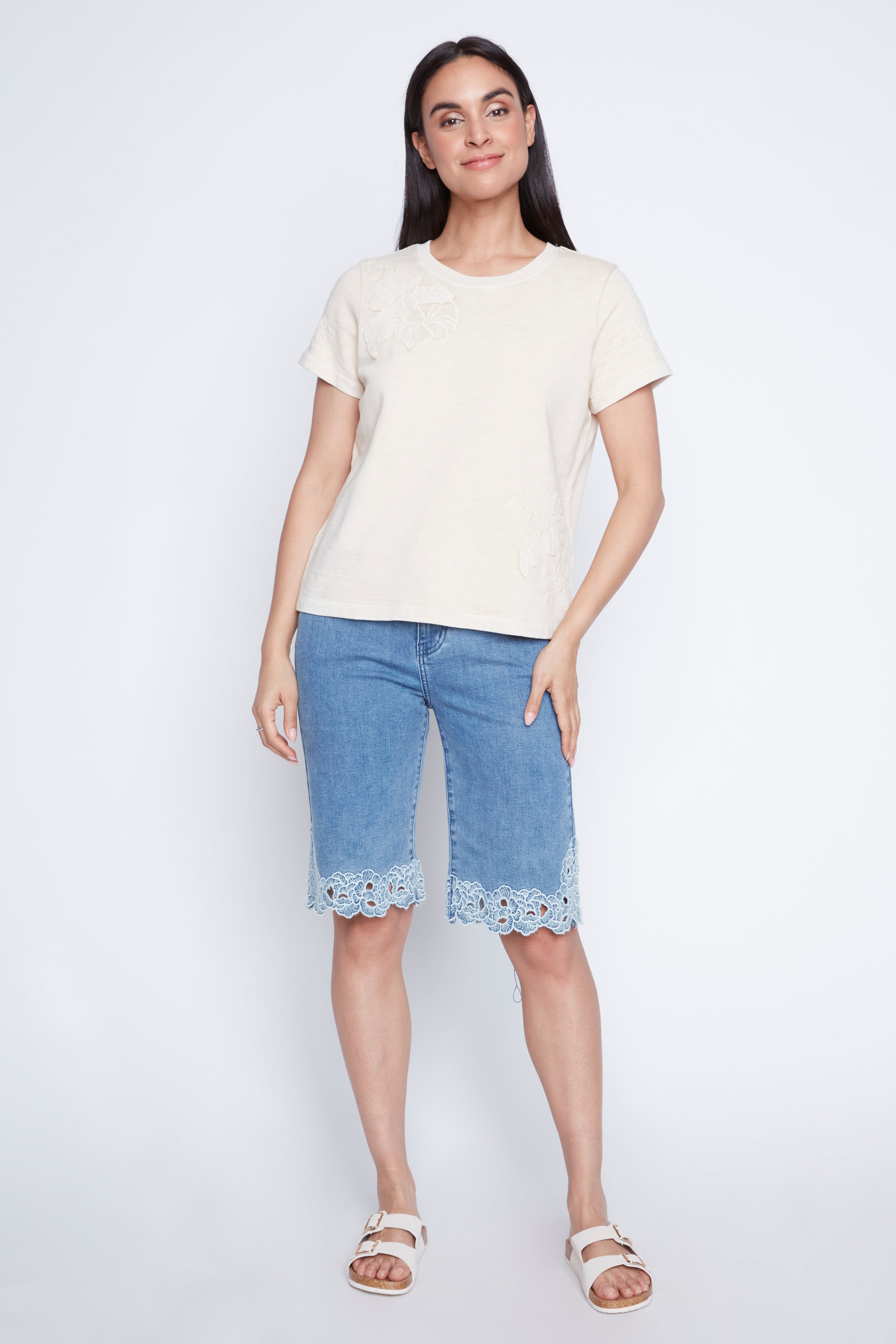 Floral applique tie dye t-shirt