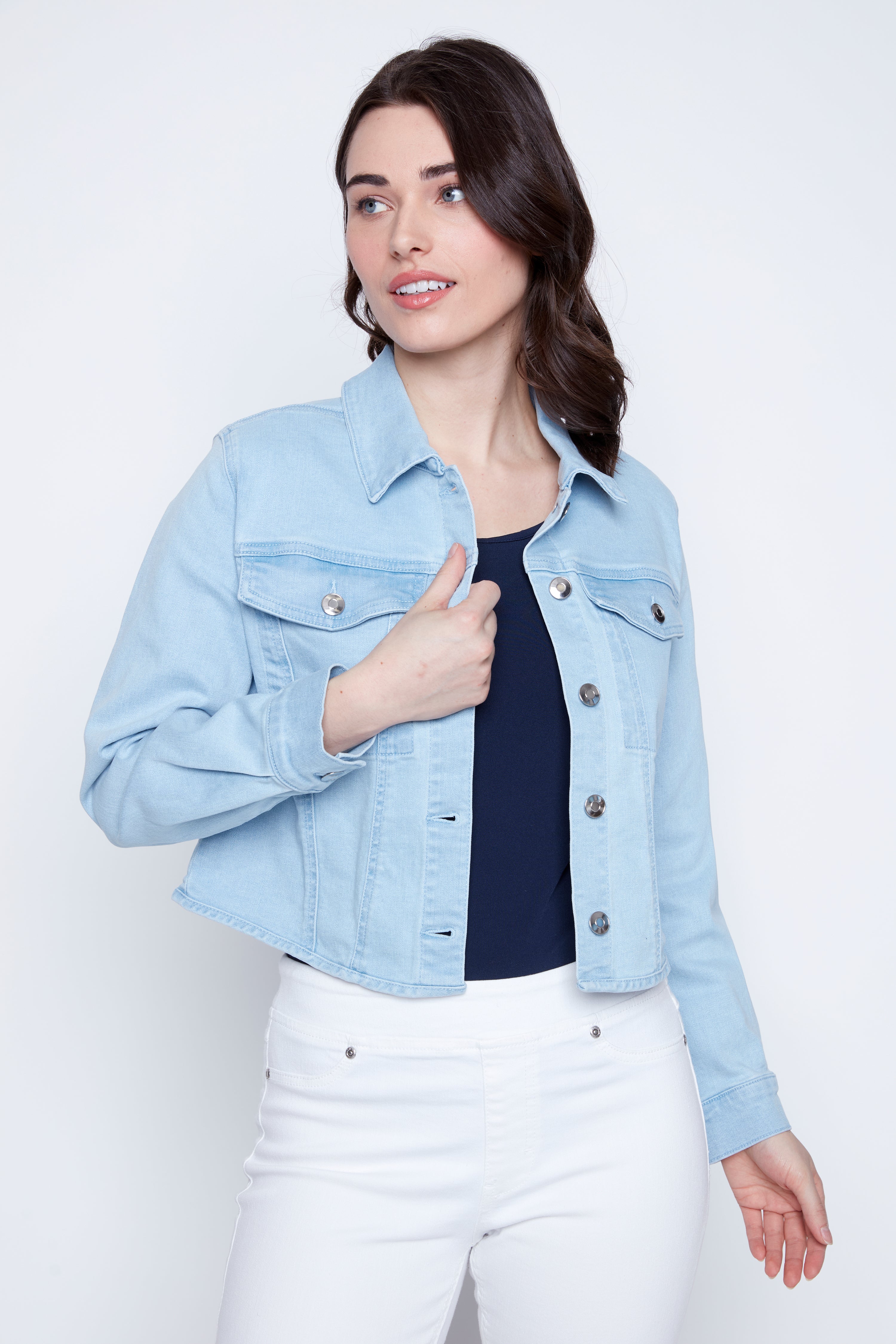 Stretch denim crop jacket
