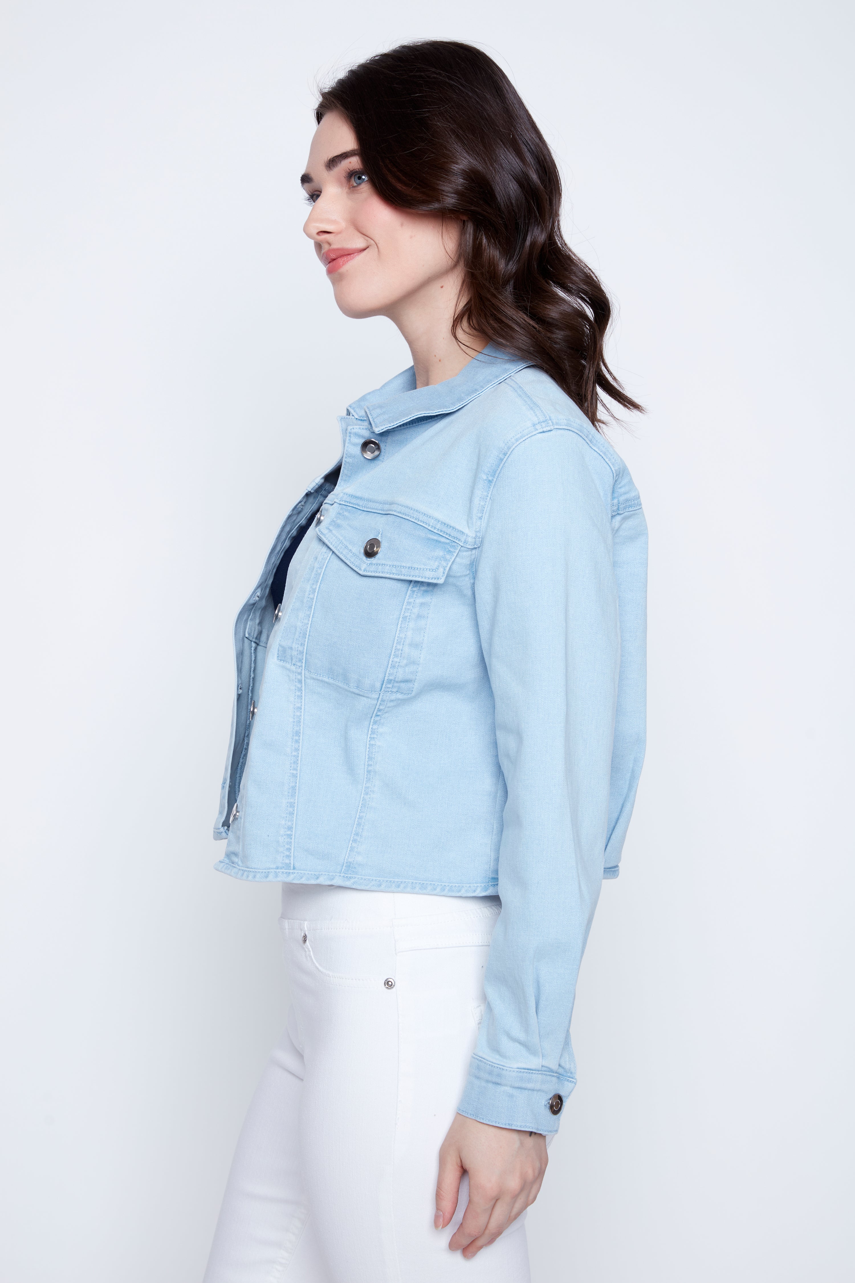 Stretch denim crop jacket