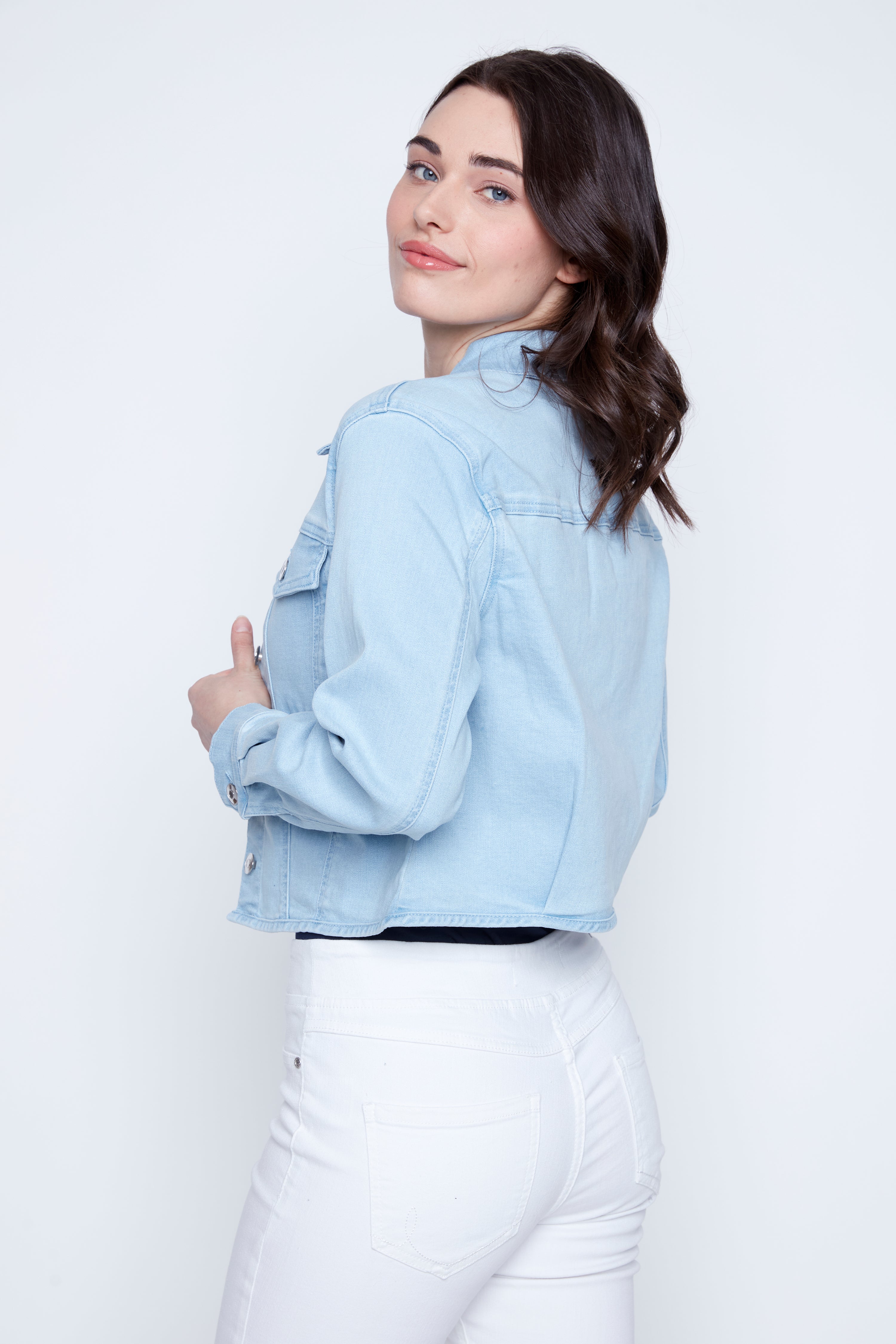 Stretch denim crop jacket
