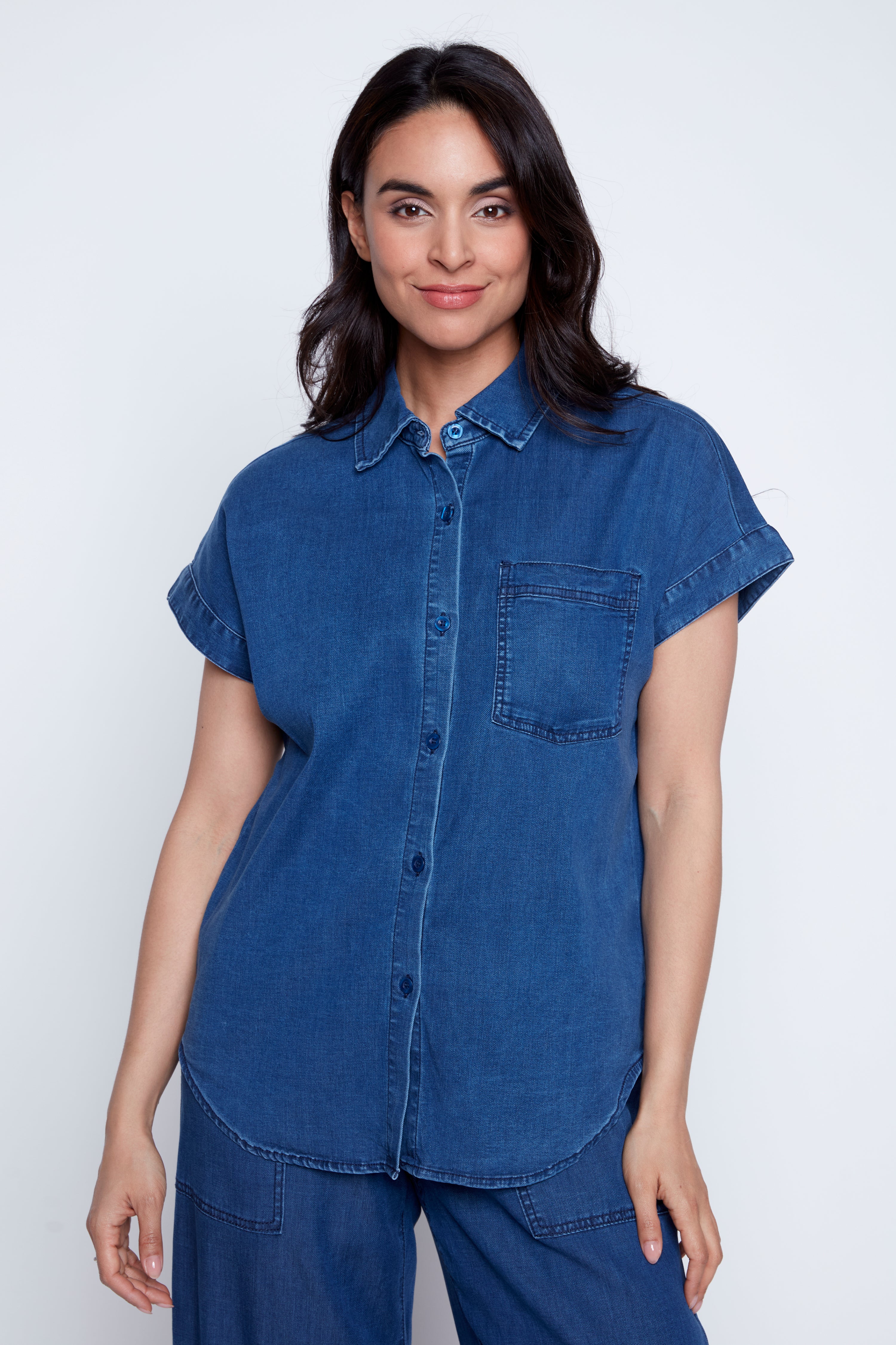 Lyocell button front shirt