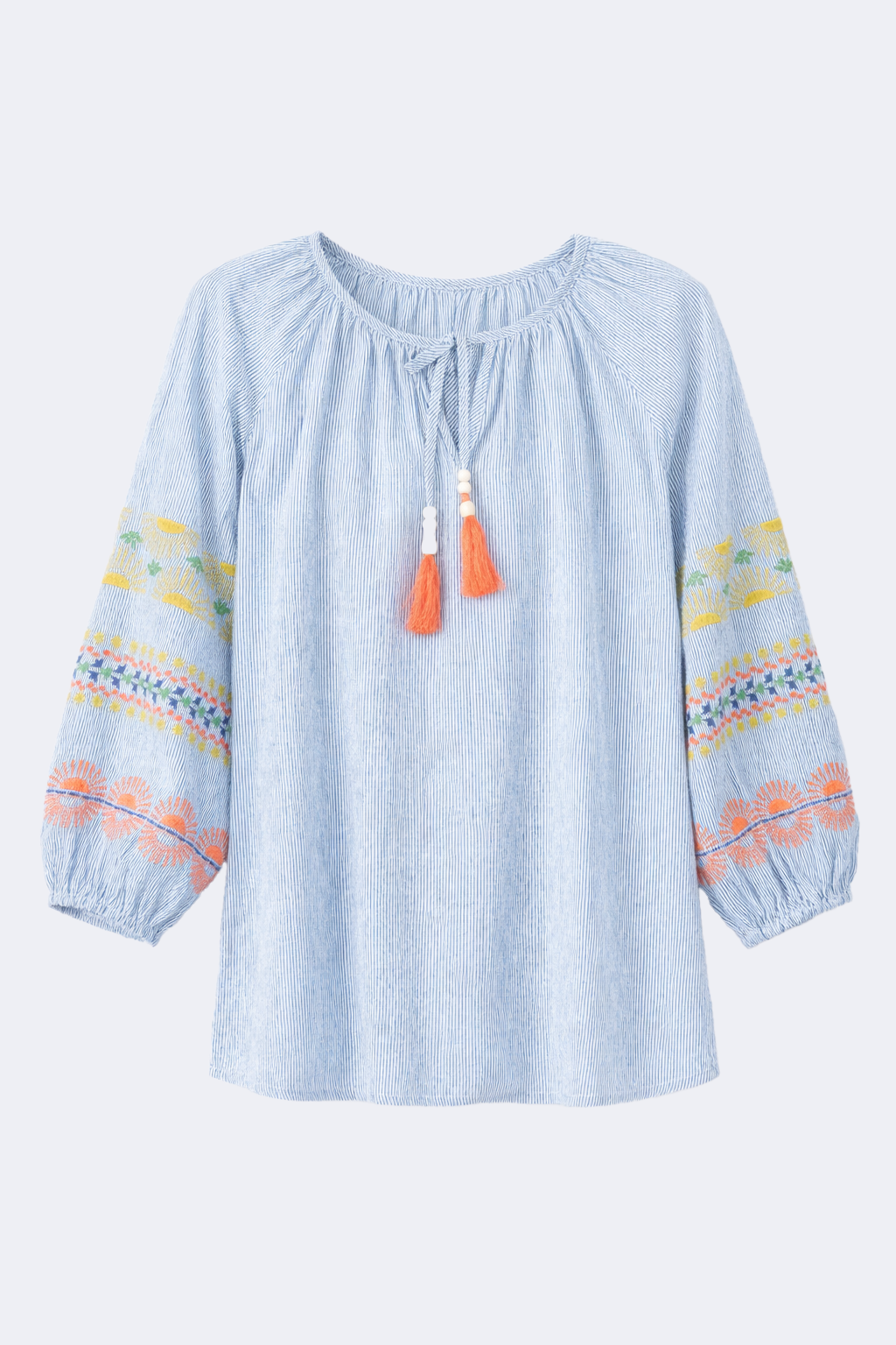 Stripe blouse with embroidery detail